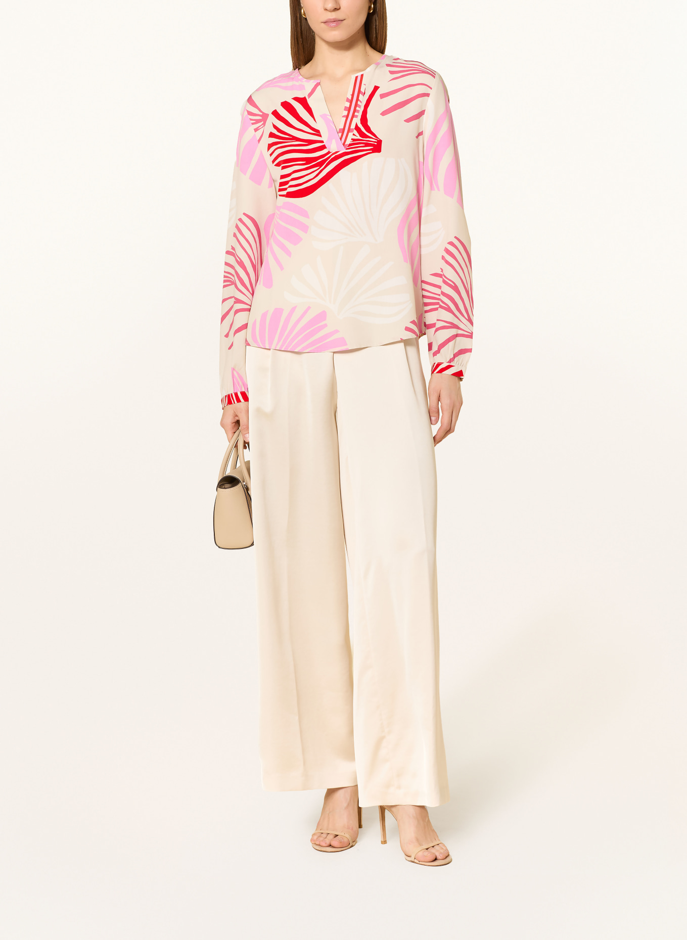 s.Oliver BLACK LABEL blůza: SVĚTLE ŠEDÁ / RŮŽOVÁ / ČERVENÁ