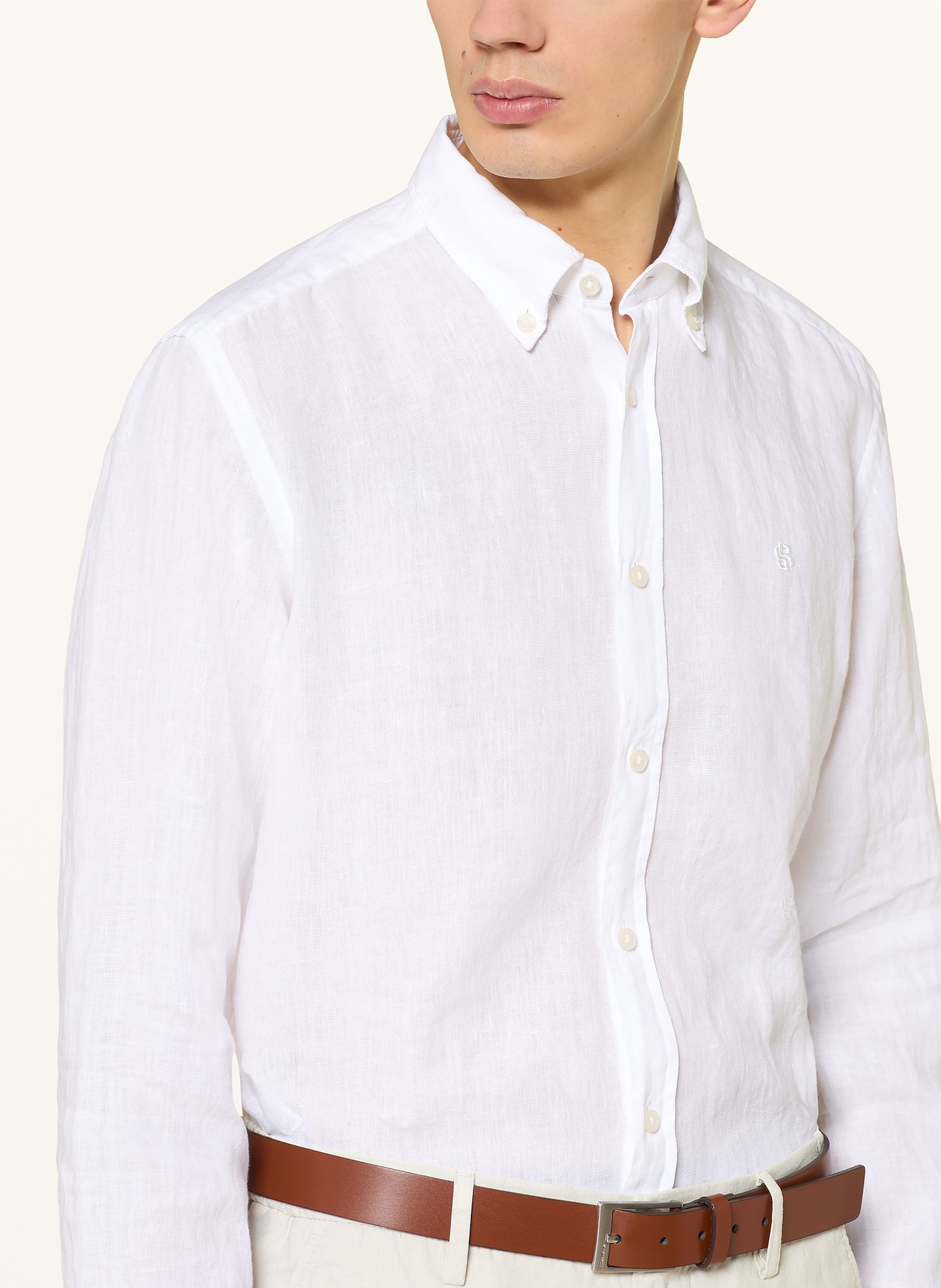 BOSS Leinenhemd LIAM Regular Fit: WEISS