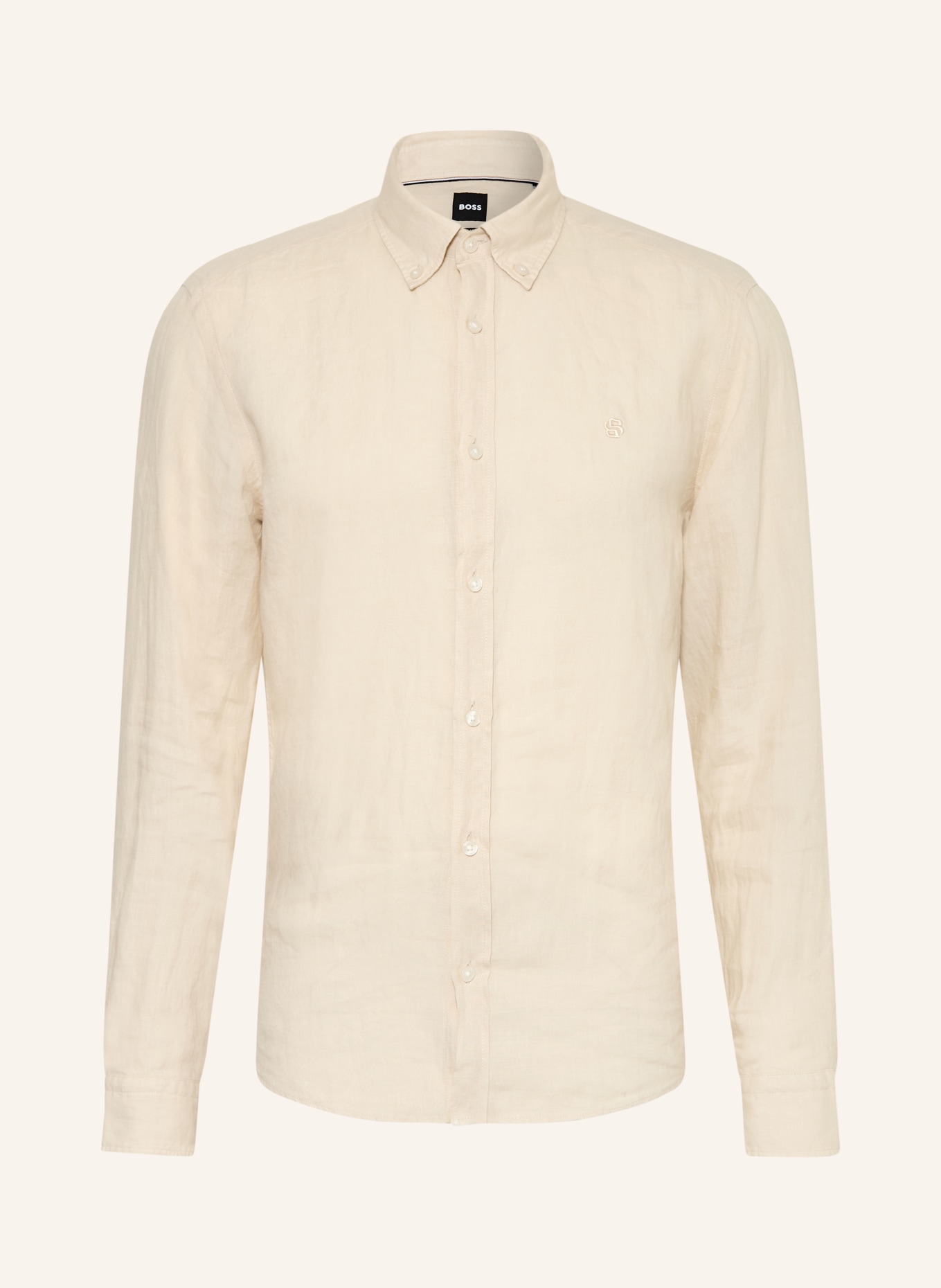 BOSS Leinenhemd LIAM Regular Fit: CREME
