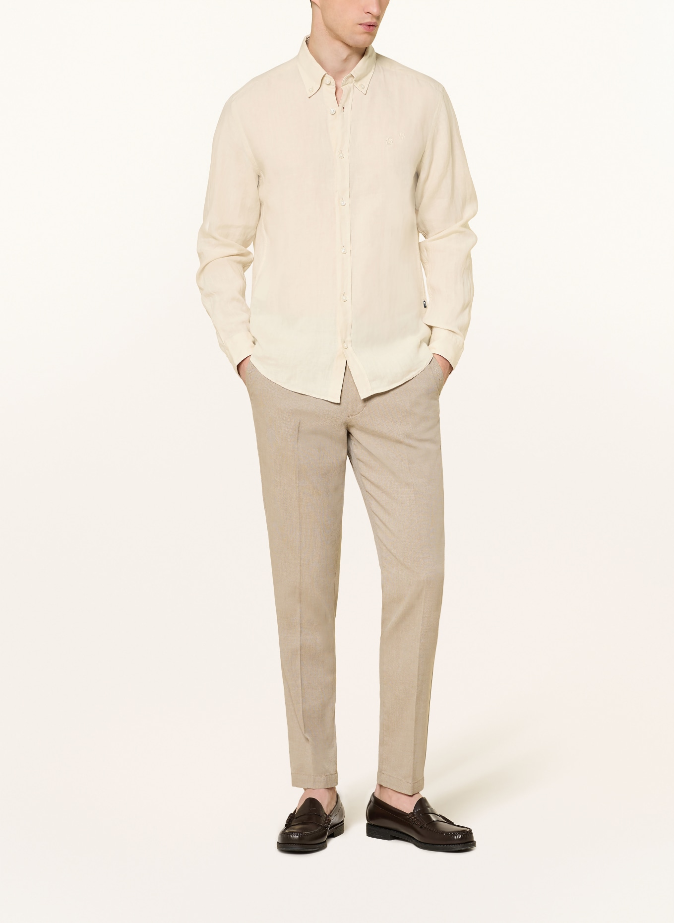 BOSS Leinenhemd LIAM Regular Fit: CREME