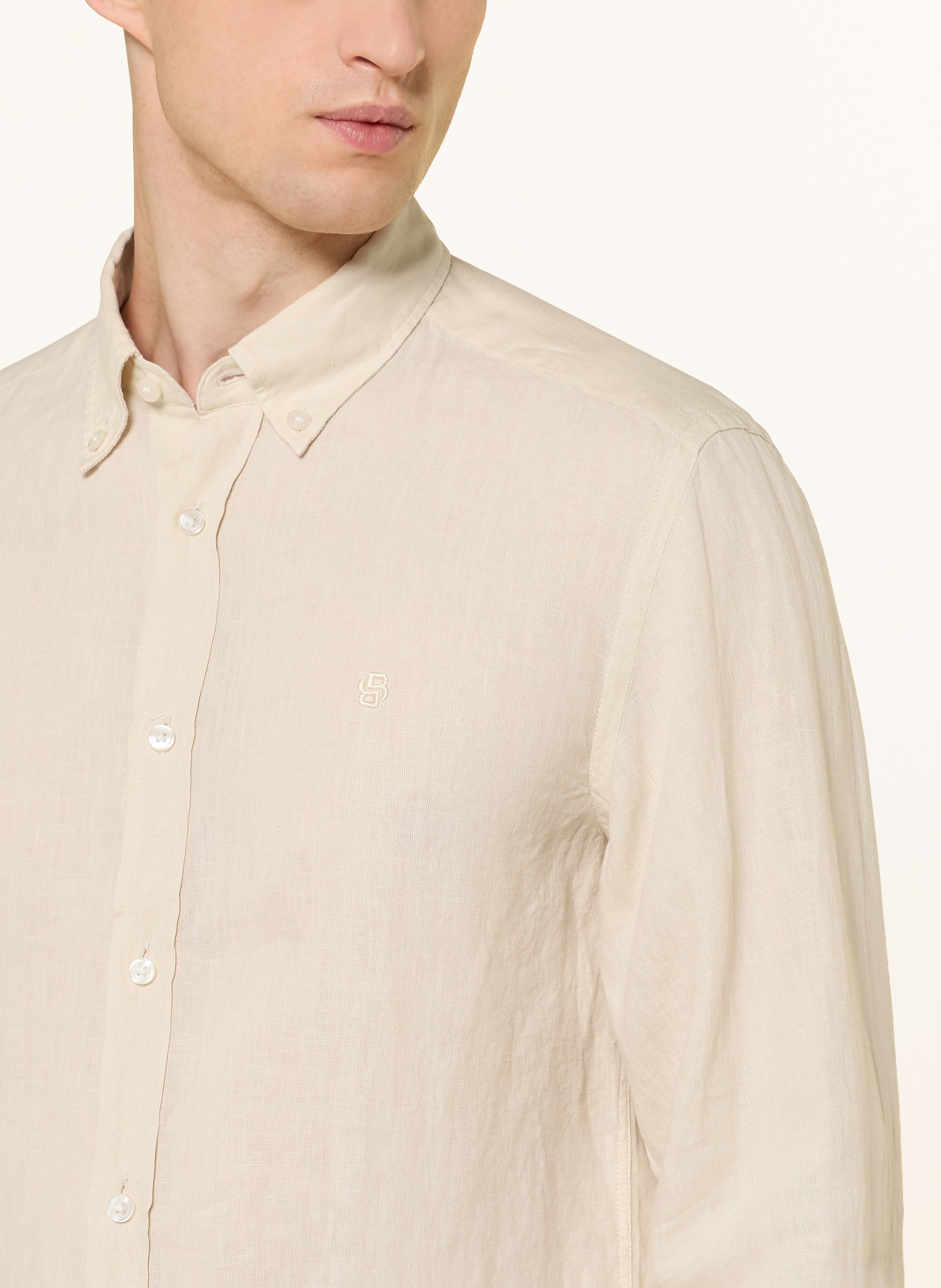 BOSS Leinenhemd LIAM Regular Fit: CREME