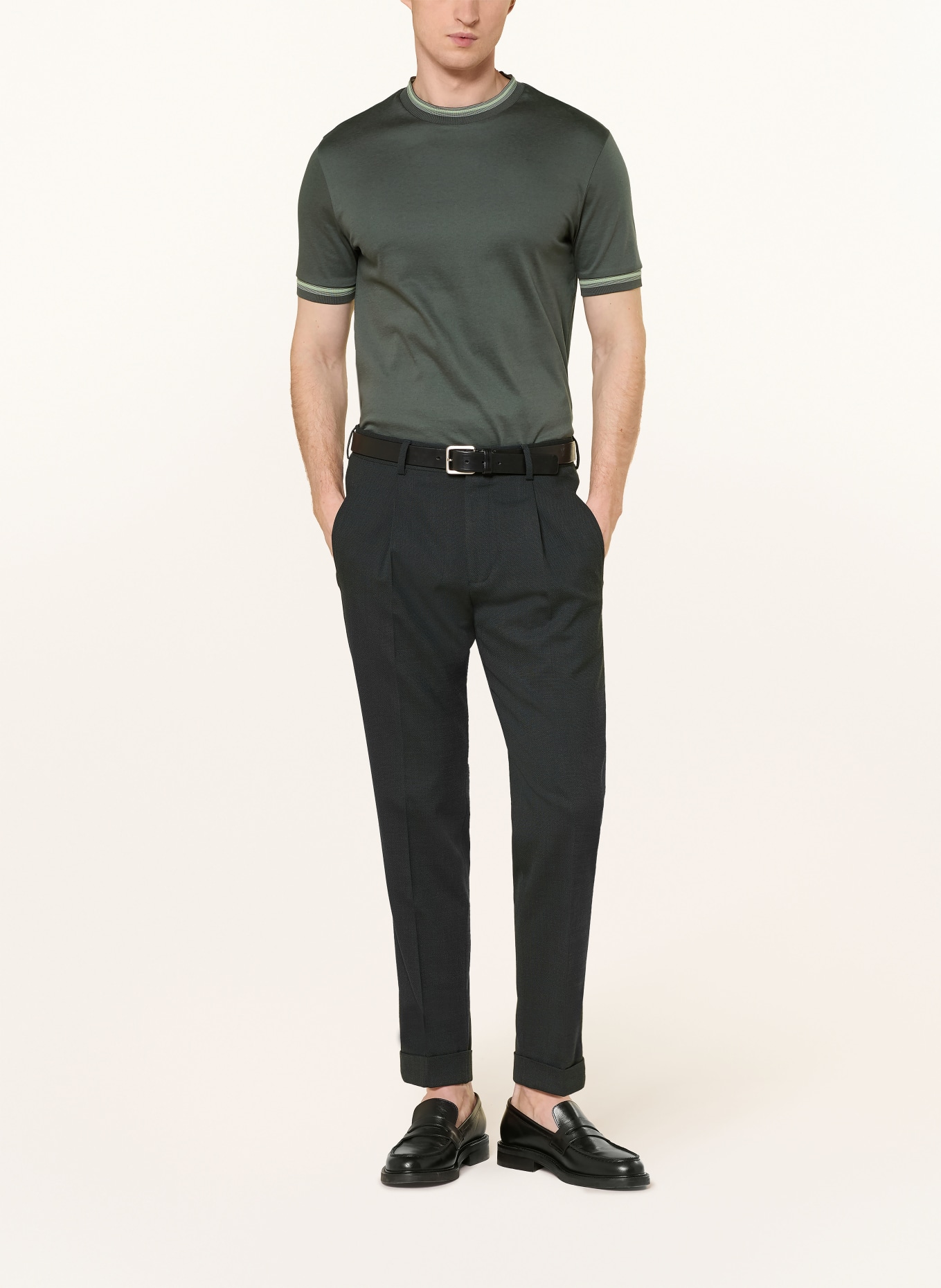 BOSS Tričko TESSLER: TMAVĚ ZELENÁ / SVĚTLE ZELENÁ