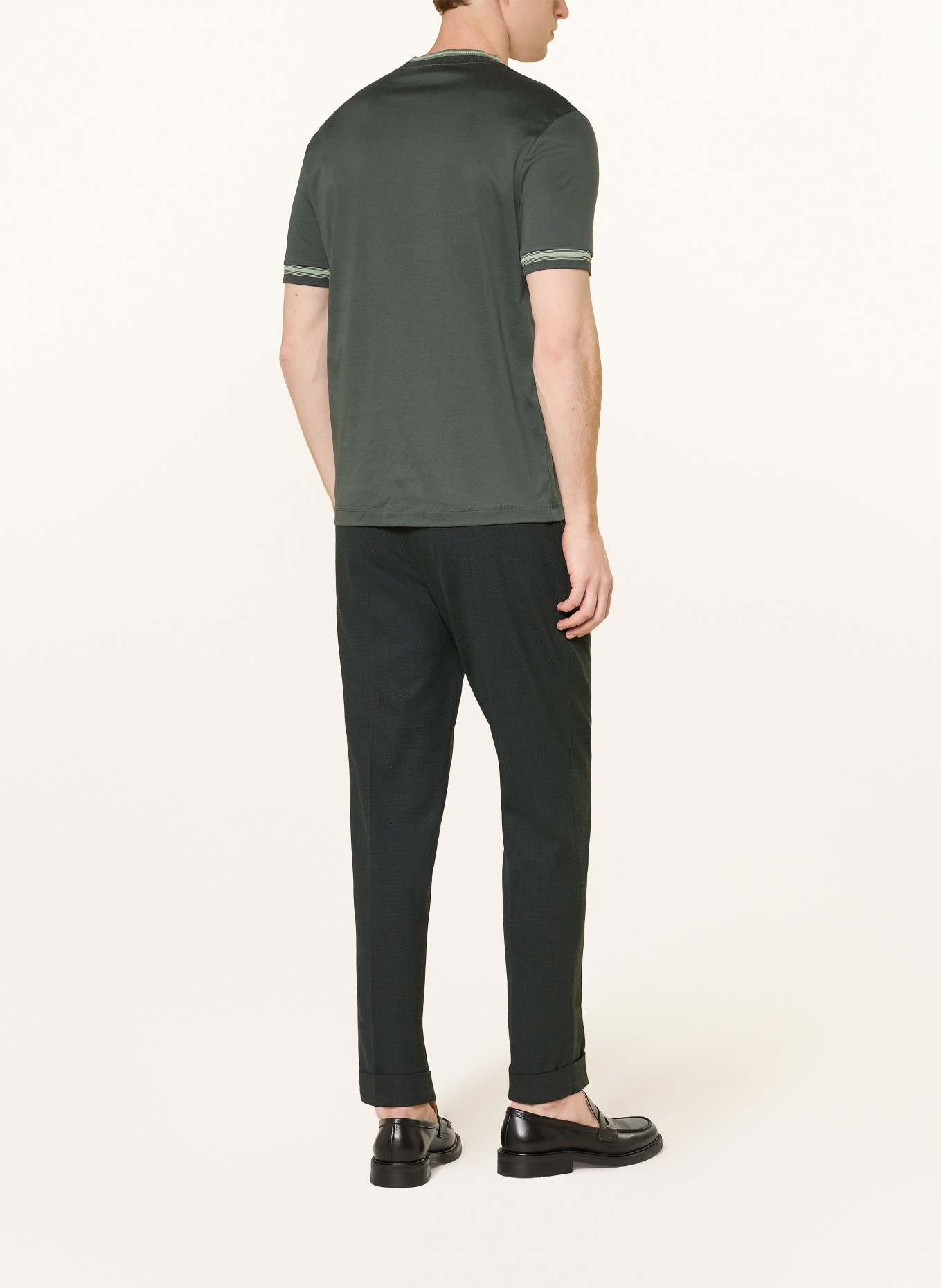 BOSS Tričko TESSLER: TMAVĚ ZELENÁ / SVĚTLE ZELENÁ