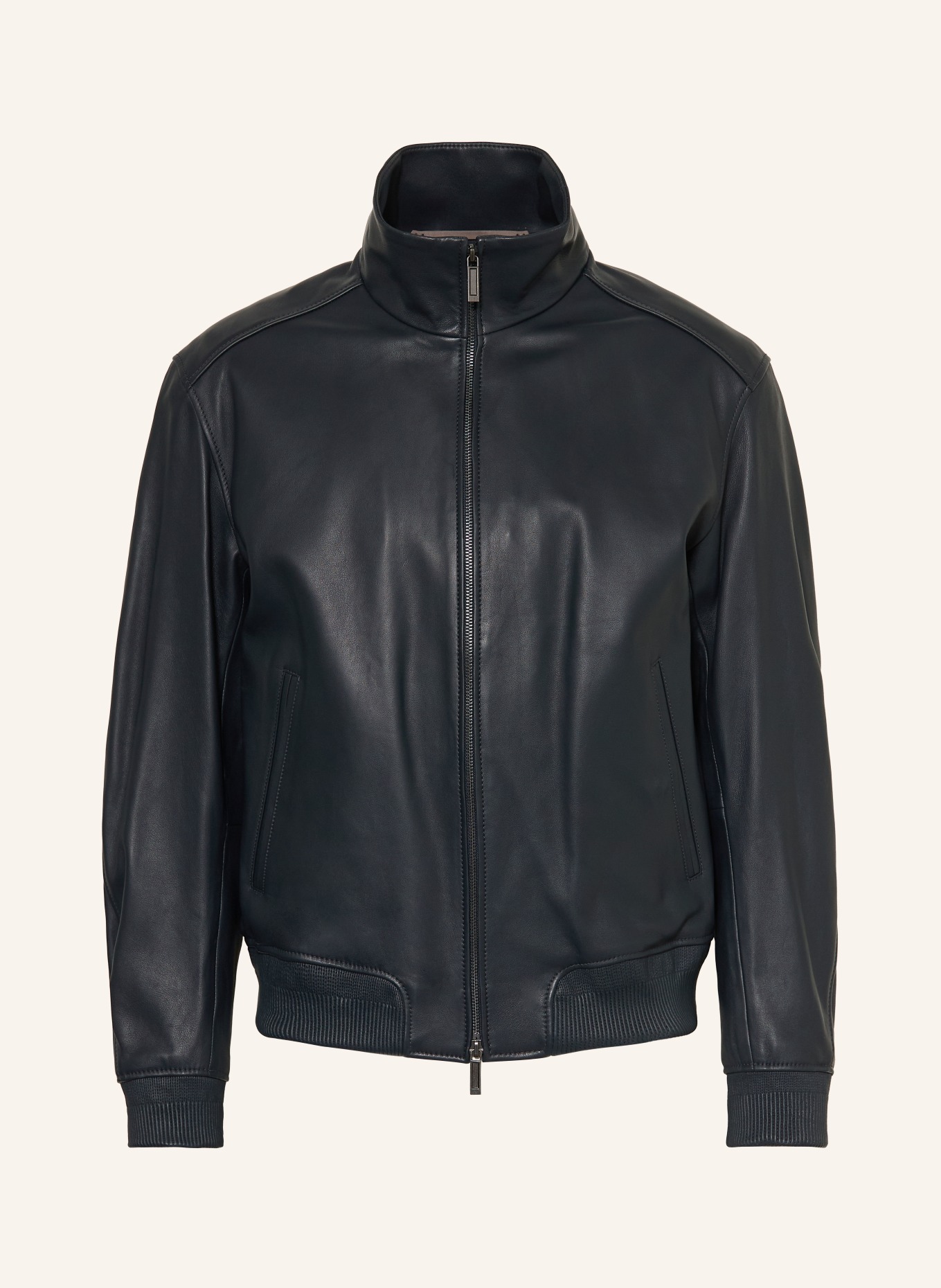 BOSS Lederjacke MAMUN: DUNKELBLAU