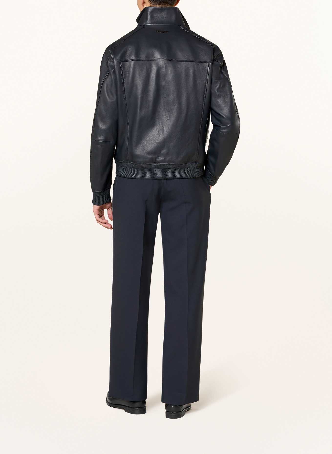 BOSS Lederjacke MAMUN: DUNKELBLAU