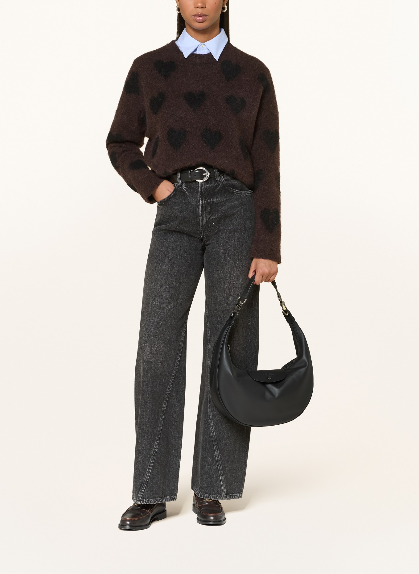 LONGCHAMP Schultertasche LE PLIAGE XTRA: SCHWARZ / PLATIN