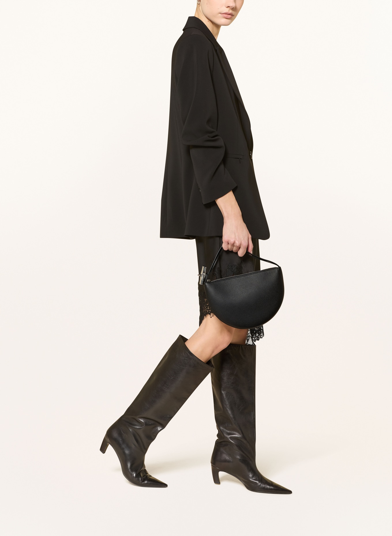 LONGCHAMP Clutch LE ROSEAU: SCHWARZ / SILBER