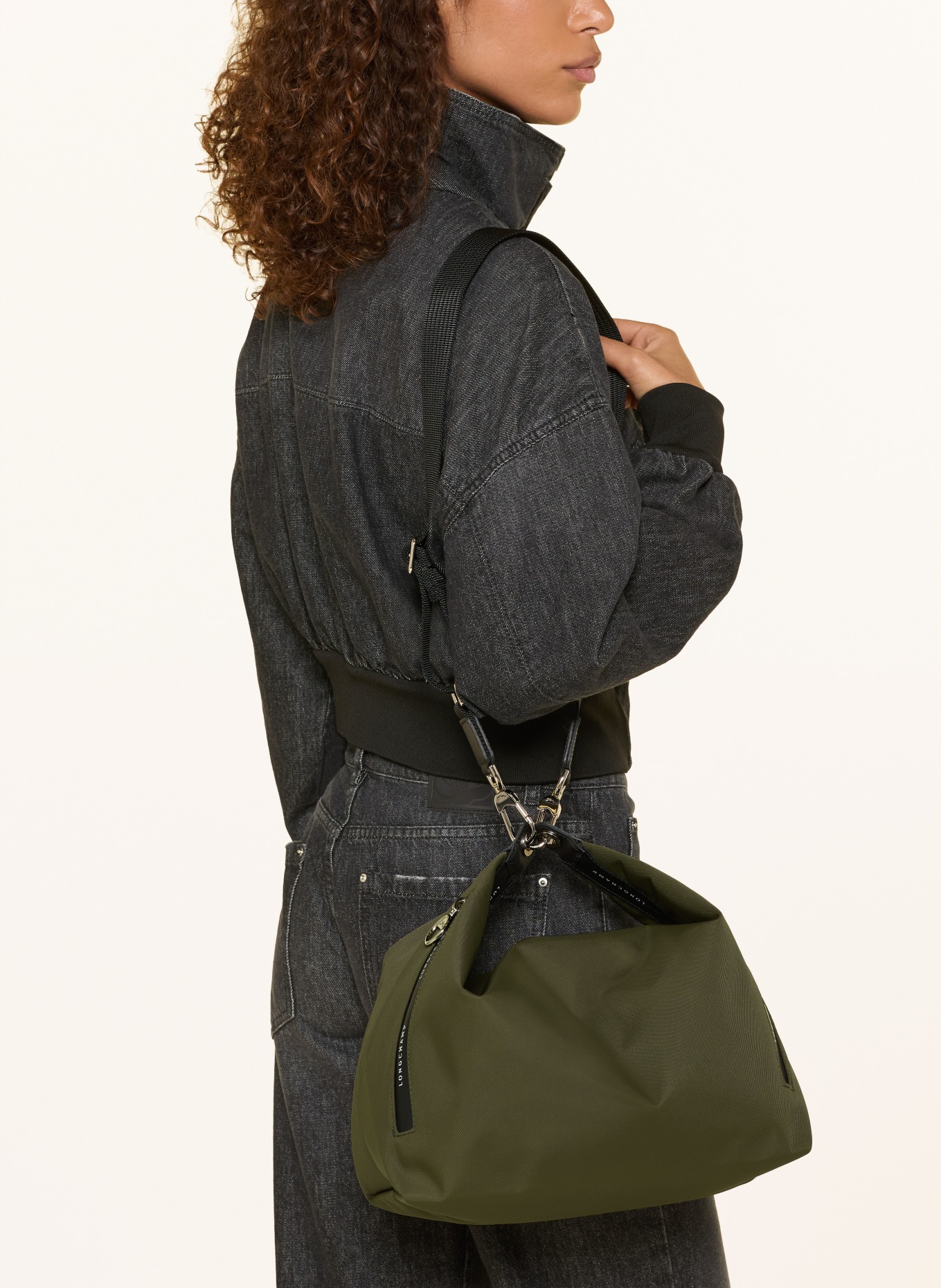 LONGCHAMP Umhängetasche LE PLIAGE ENERGY: DUNKELGRÜN / SILBER / SCHWARZ