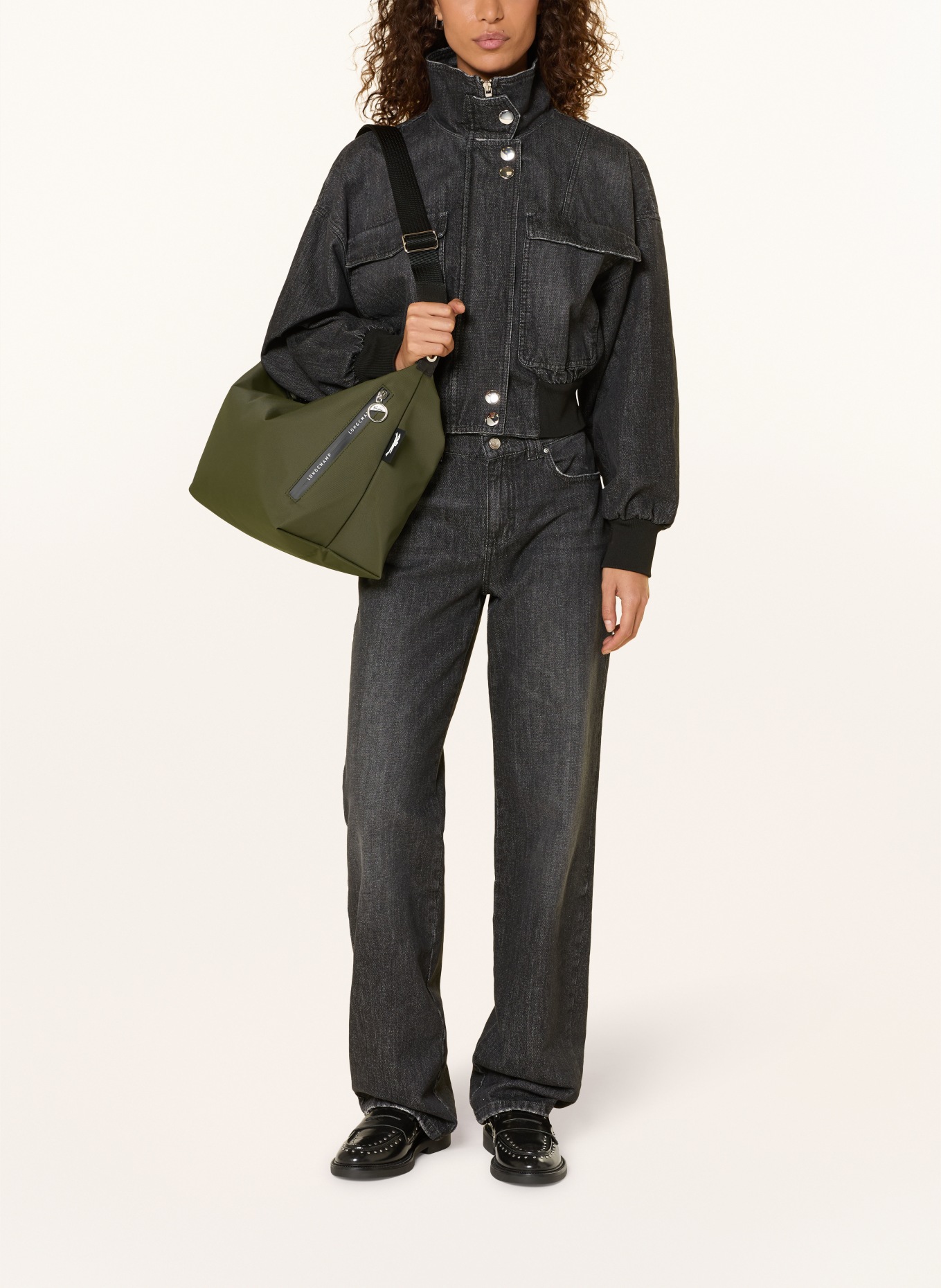 LONGCHAMP Umhängetasche LE PLIAGE ENERGY: DUNKELGRÜN / SILBER / SCHWARZ