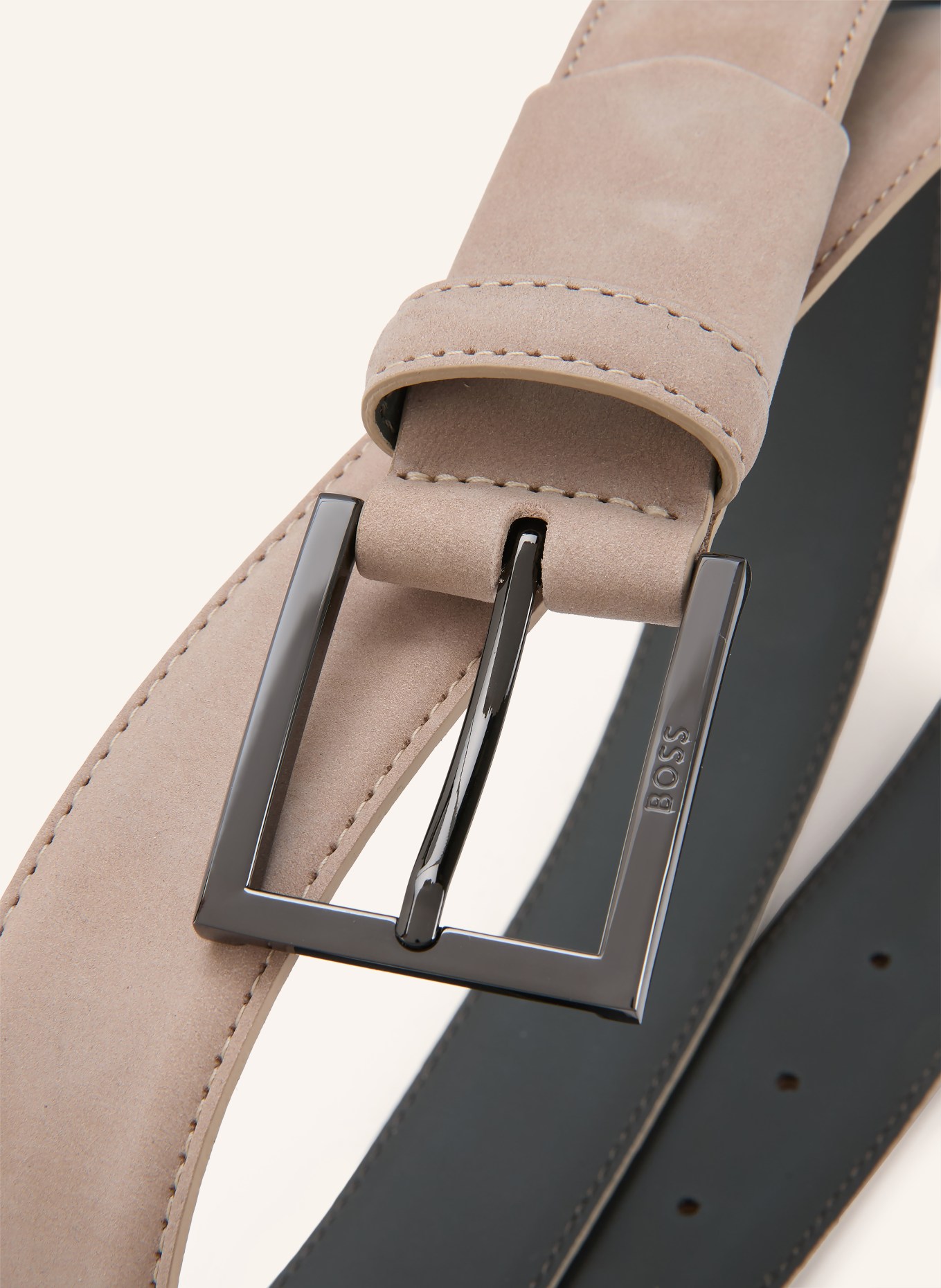 BOSS DRESSLETIC leather belt: BEIGE
