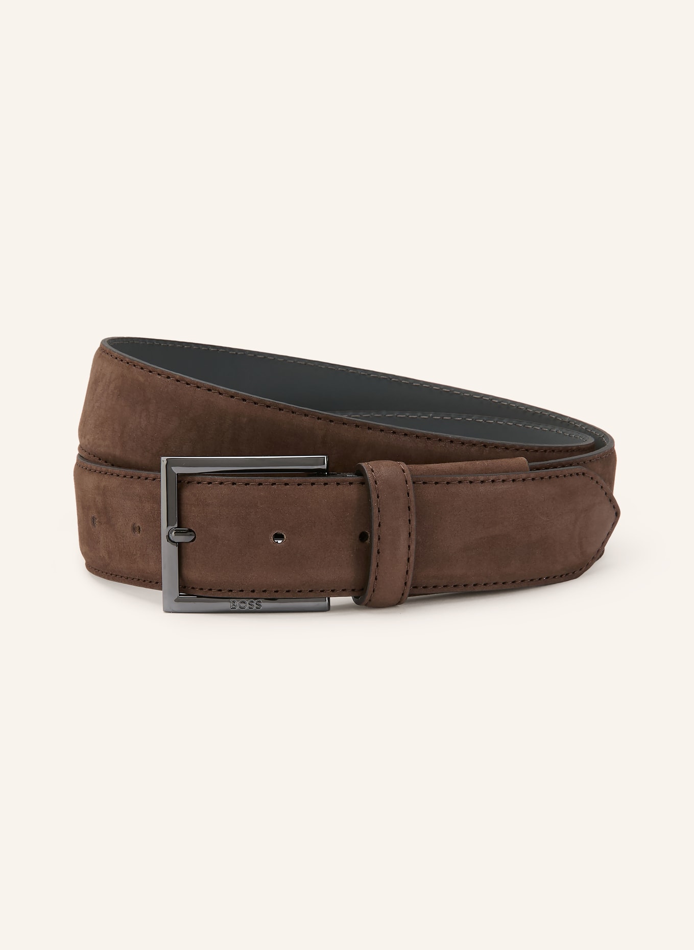 BOSS DRESSLETIC leather belt: DARK BROWN