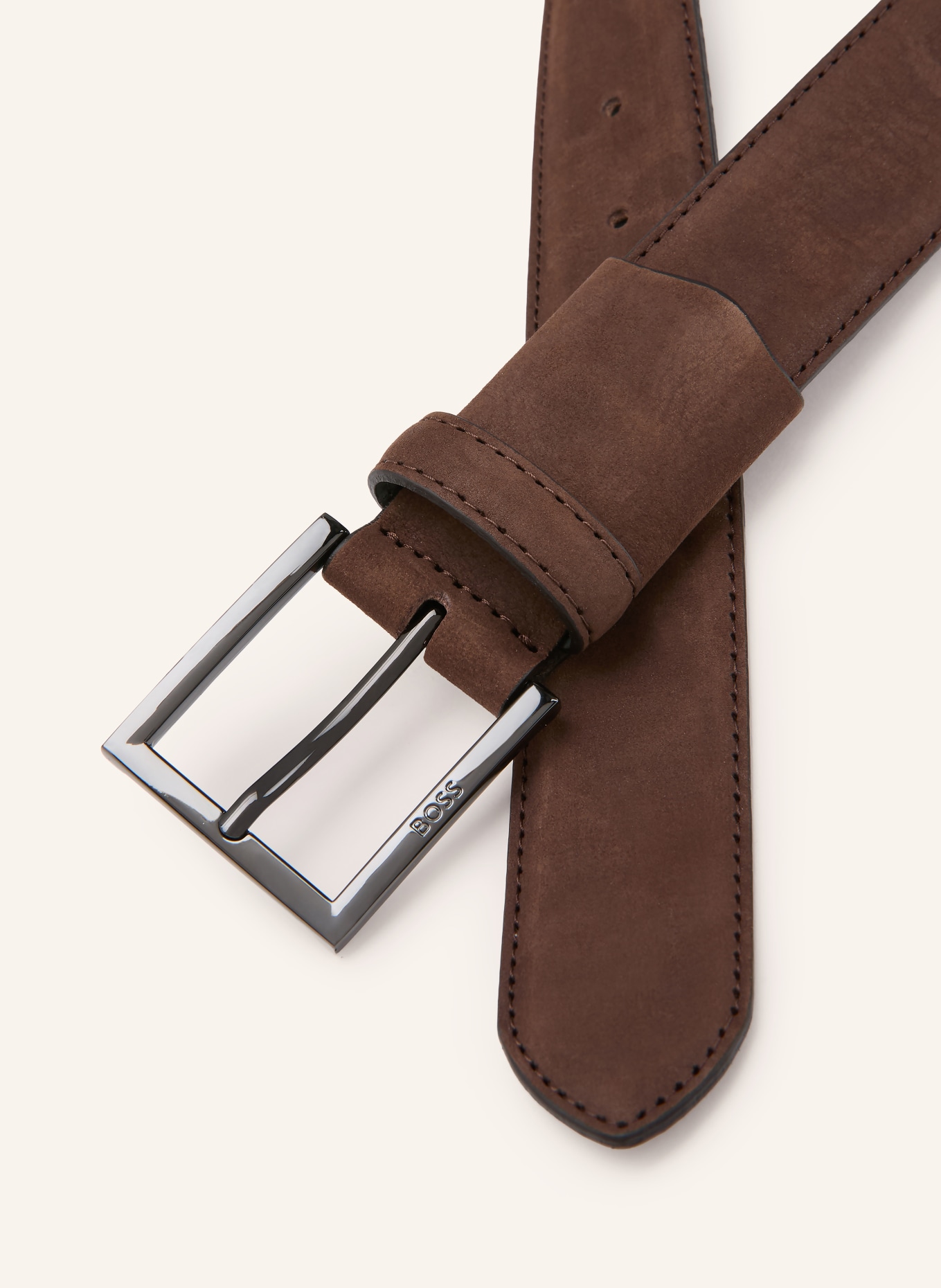 BOSS DRESSLETIC leather belt: DARK BROWN