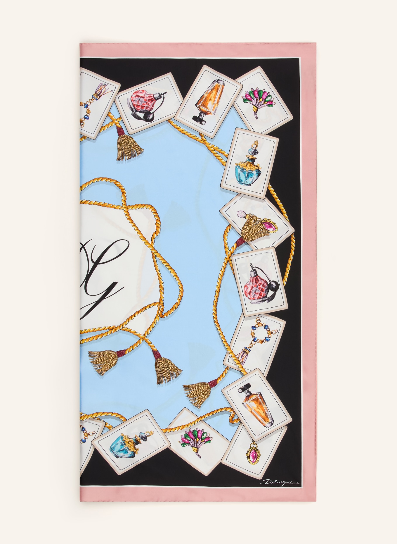 DOLCE & GABBANA silk scarf: LIGHT BLUE / ROSE / WHITE