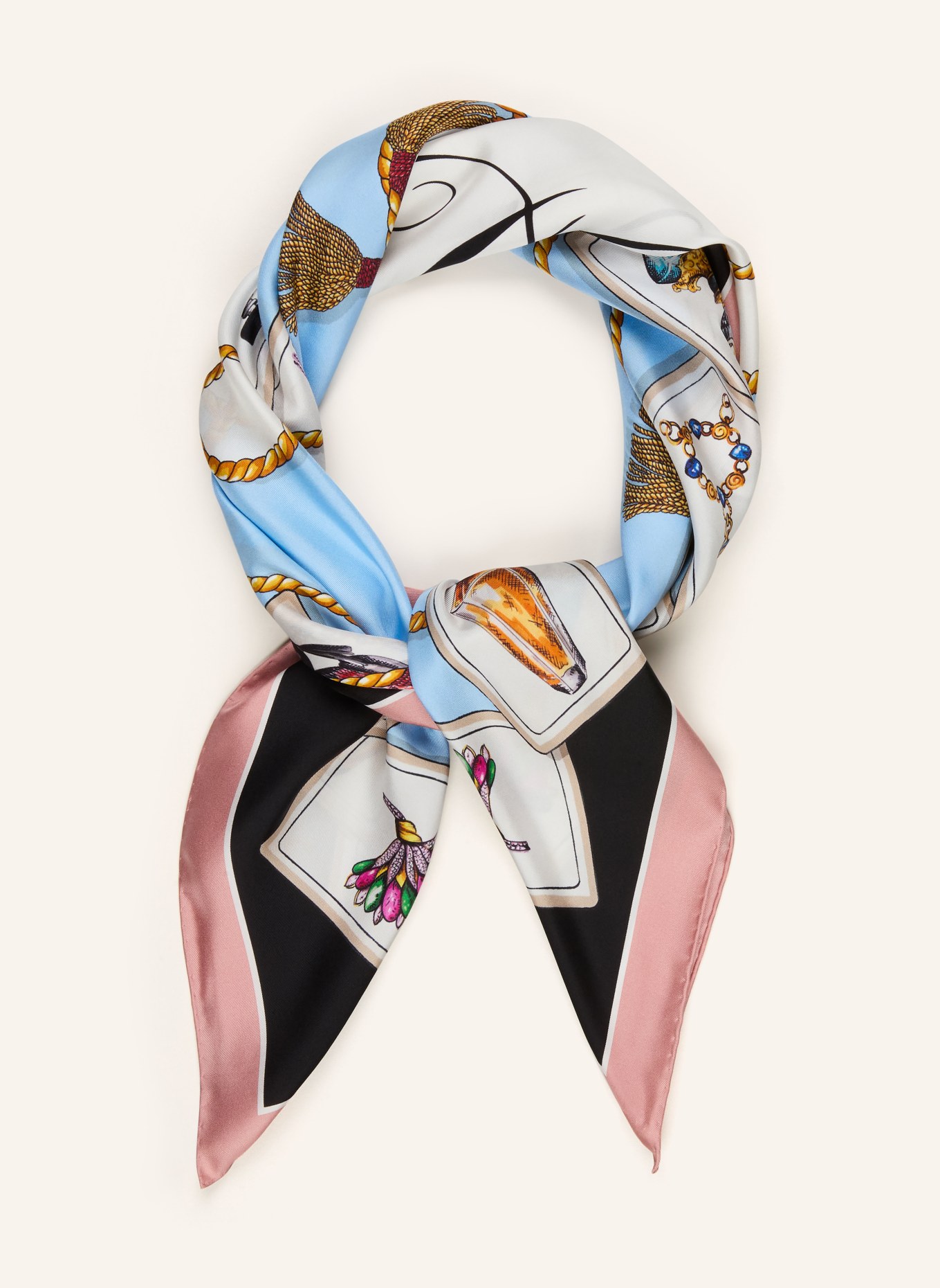 DOLCE & GABBANA silk scarf: LIGHT BLUE / ROSE / WHITE