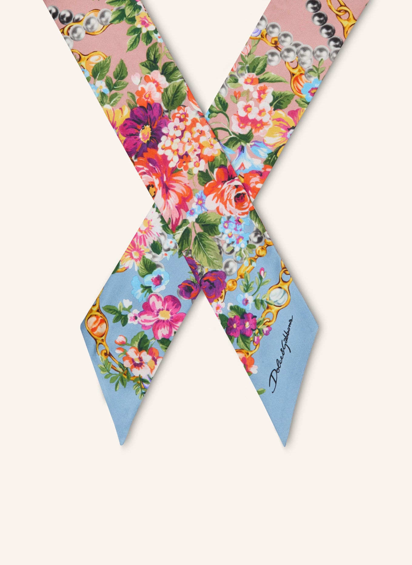 DOLCE & GABBANA silk scarf: DUSKY PINK / PINK / GREEN