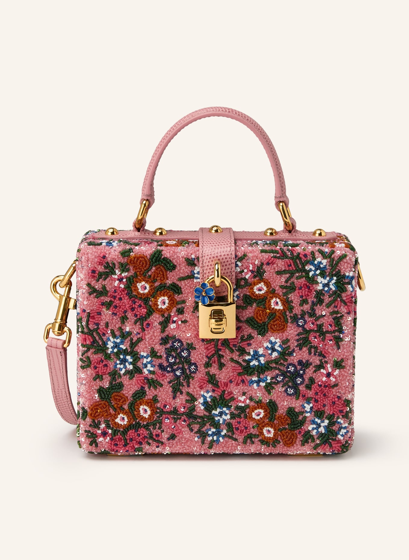 DOLCE & GABBANA Handtasche mit Pailletten: ROSA / DUNKELORANGE / DUNKELGRÜN
