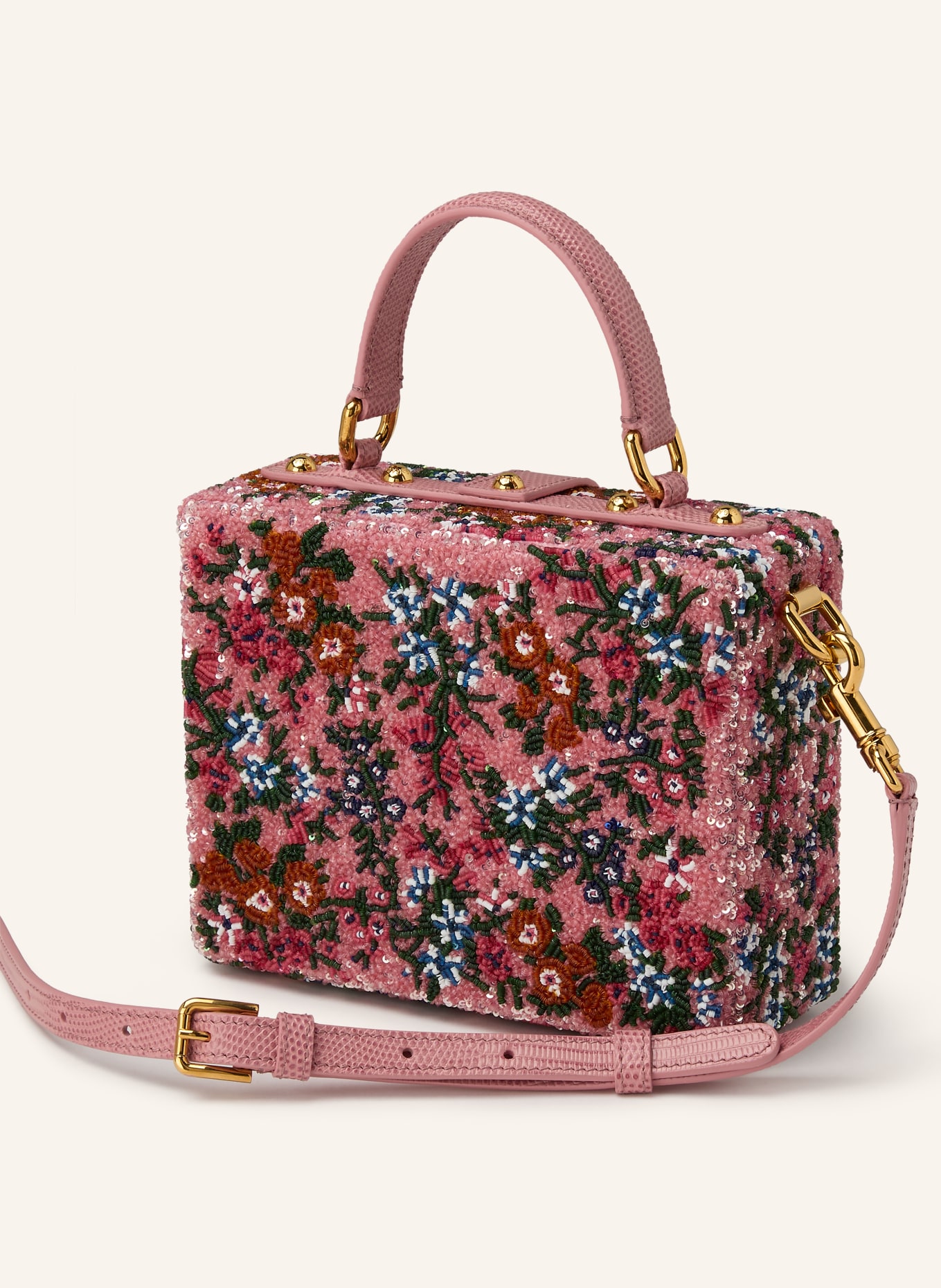 DOLCE & GABBANA Handtasche mit Pailletten: ROSA / DUNKELORANGE / DUNKELGRÜN