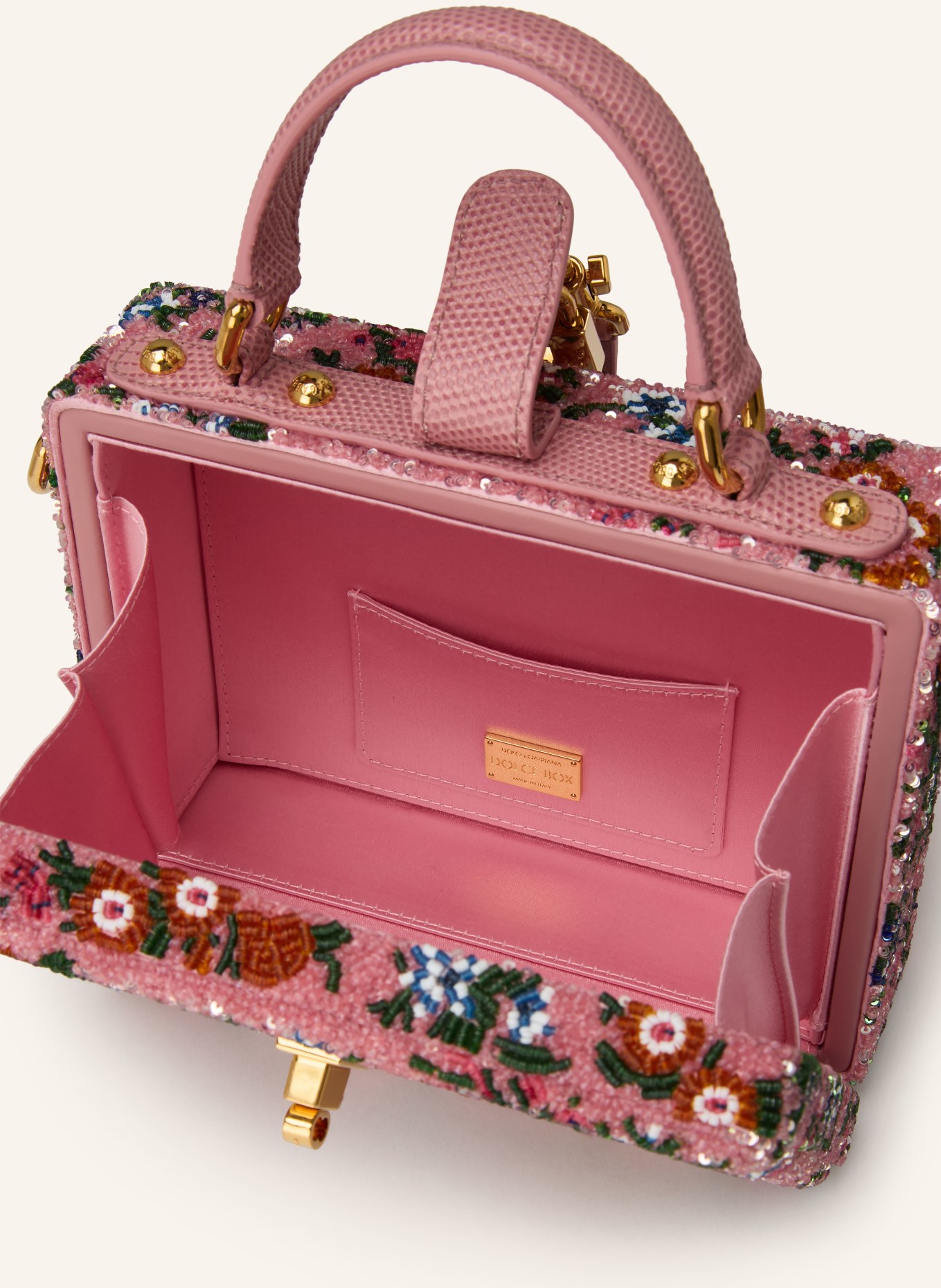 DOLCE & GABBANA Handtasche mit Pailletten: ROSA / DUNKELORANGE / DUNKELGRÜN