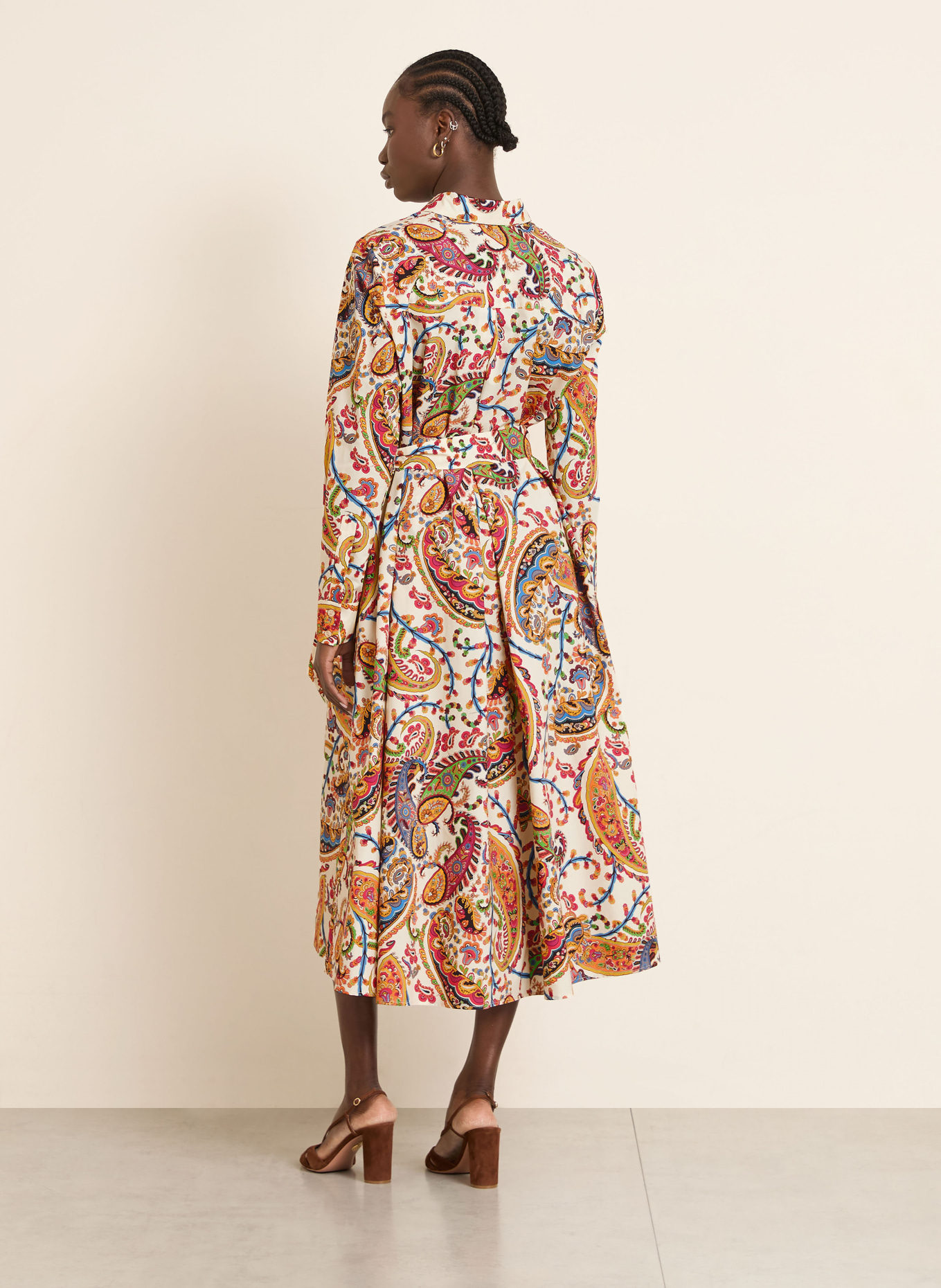 ETRO Hemdblusenkleid: CREME / HELLROT / BLAU