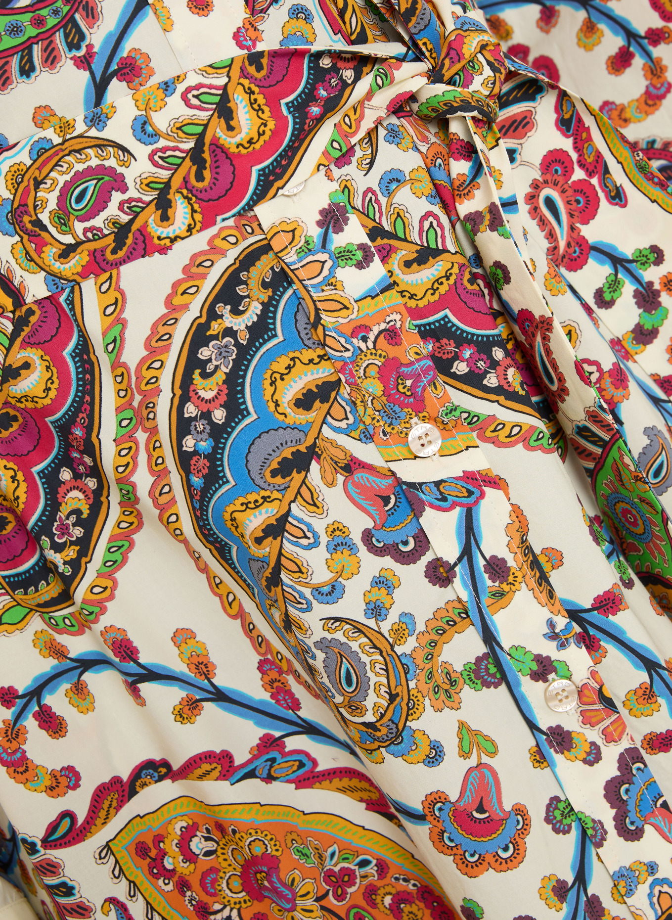 ETRO Hemdblusenkleid: CREME / HELLROT / BLAU