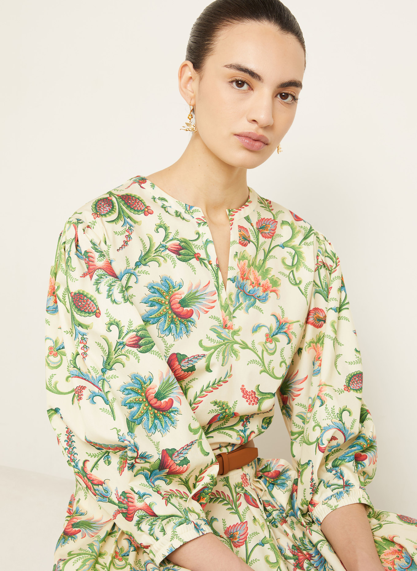 ETRO Blusenshirt mit 3/4-Arm: HELLGELB / ROT / GRÜN