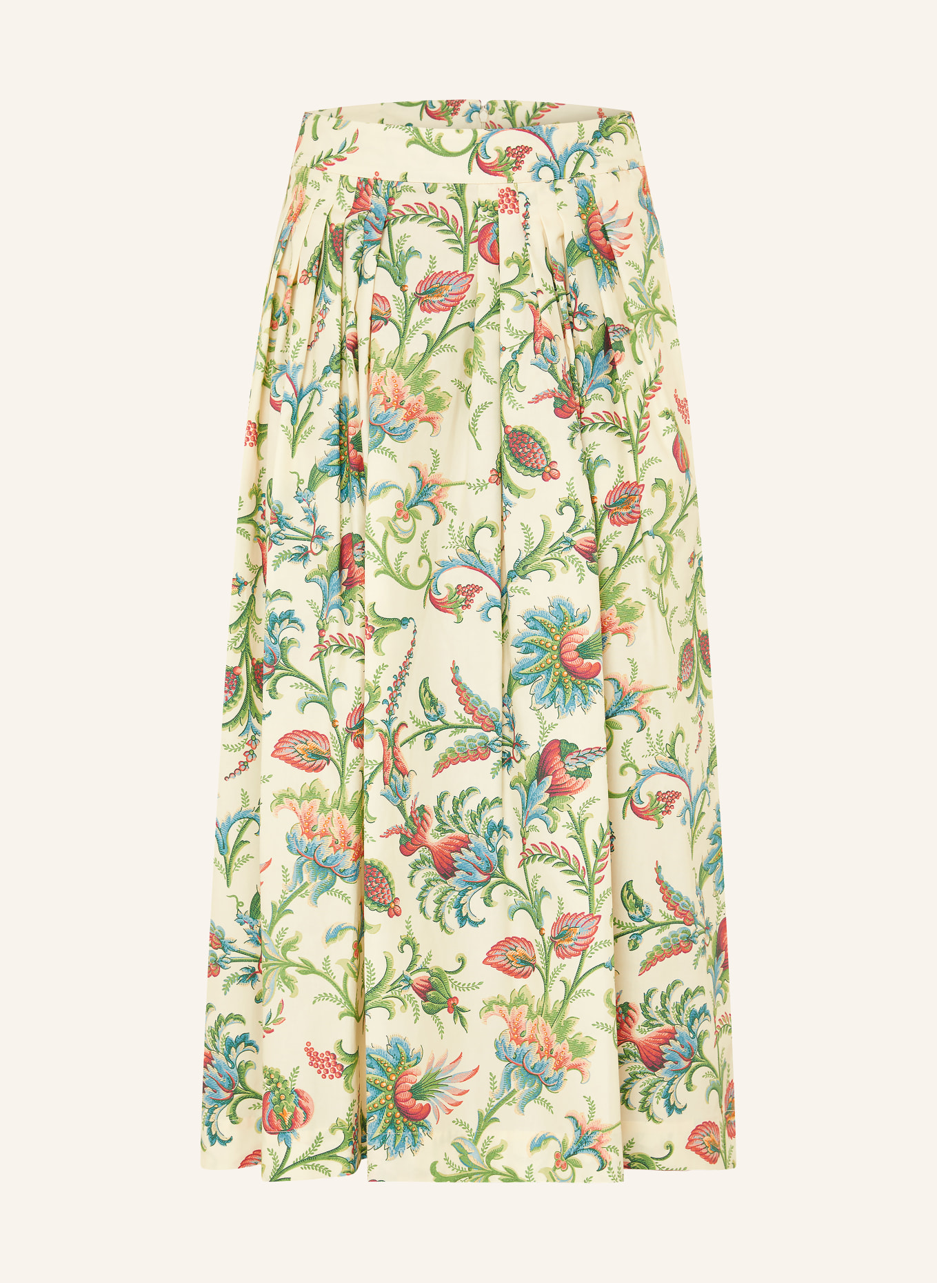 ETRO Faltenrock: ECRU / ROT / GRÜN