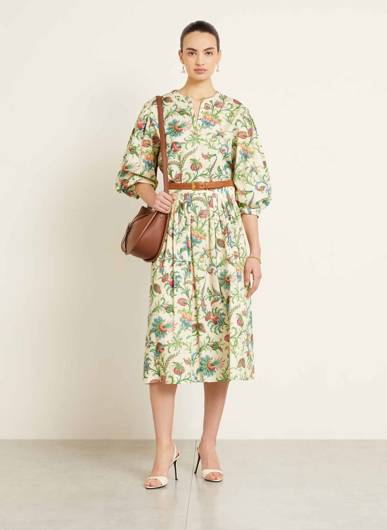 ETRO Faltenrock: ECRU / ROT / GRÜN