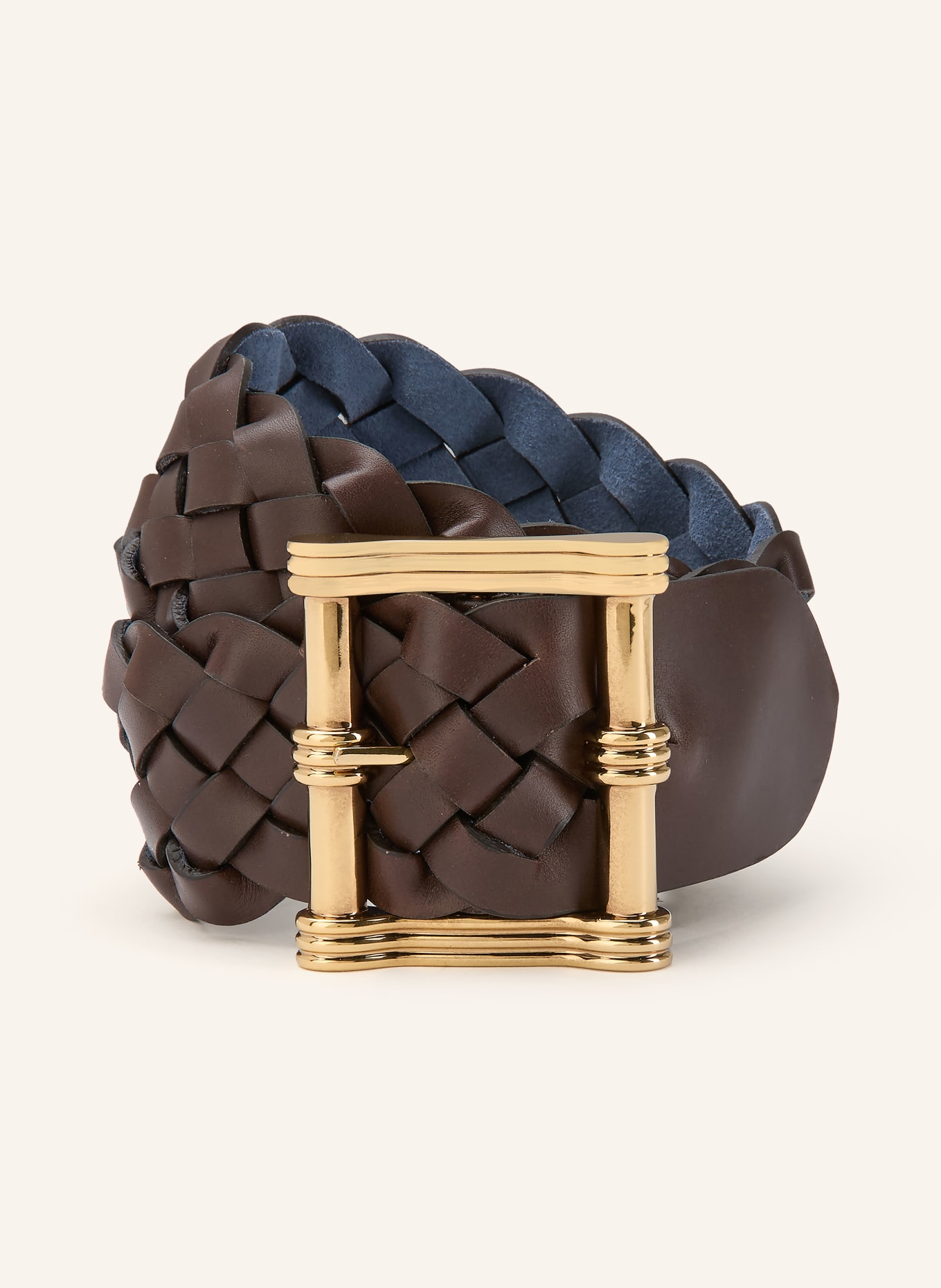 ETRO Oboustranný kožený opasek: TMAVĚ HNĚDÁ / ZLATÁ