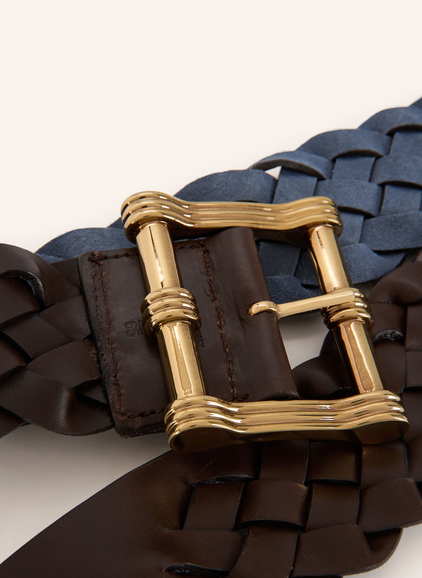 ETRO Oboustranný kožený opasek: TMAVĚ HNĚDÁ / ZLATÁ