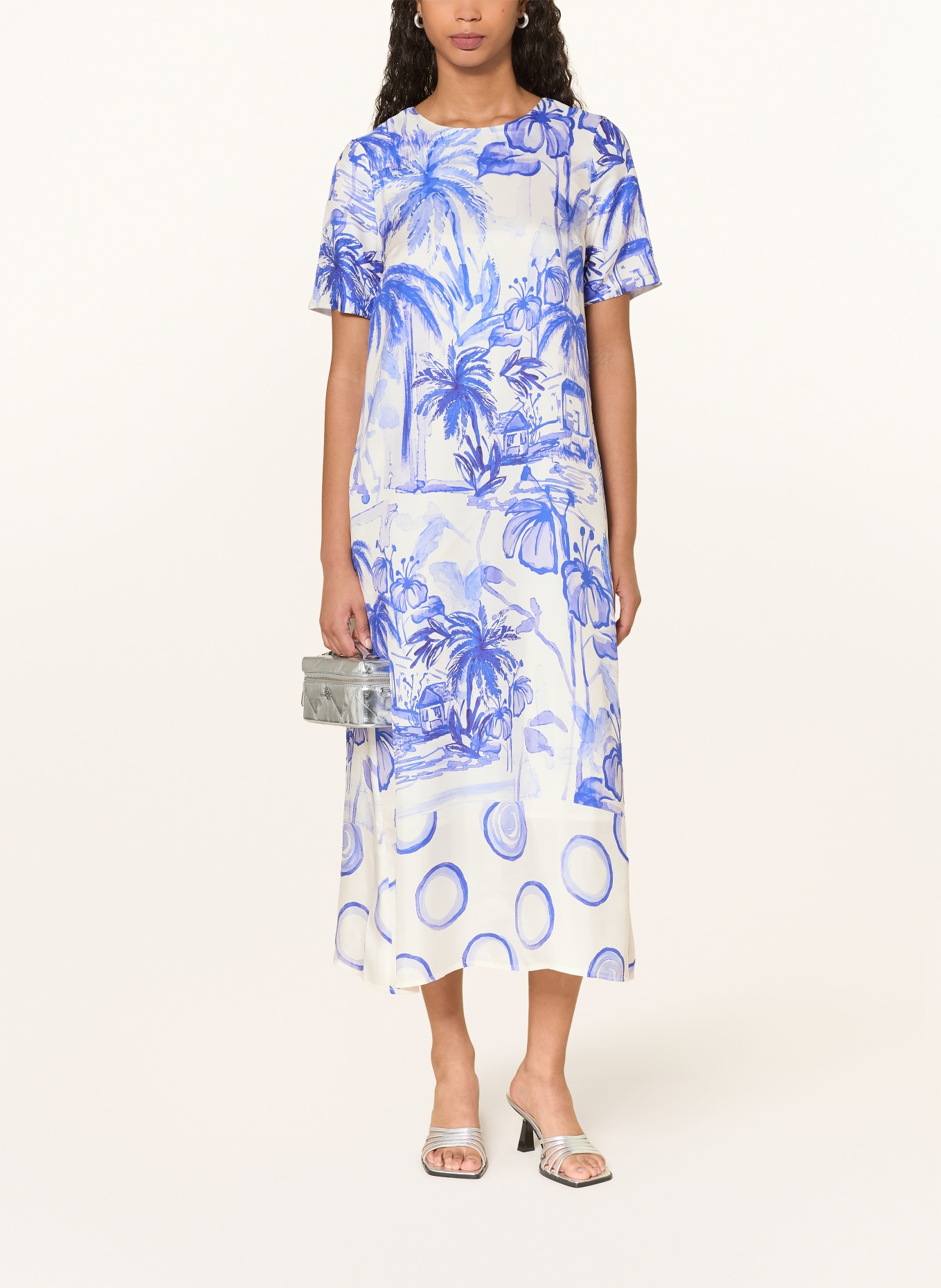 ANNA's Seidenkleid: BLAU / WEISS