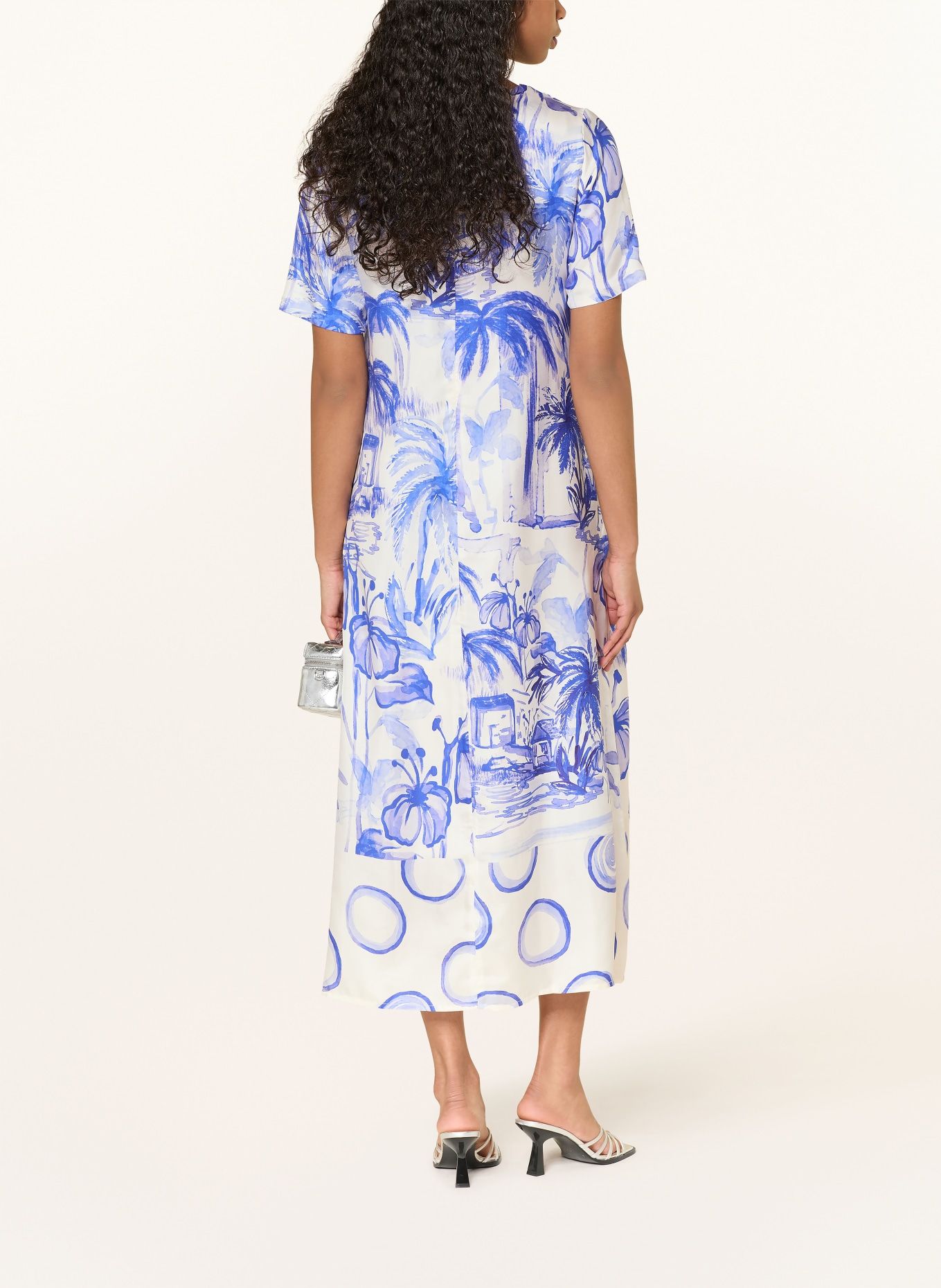 ANNA's Seidenkleid: BLAU / WEISS