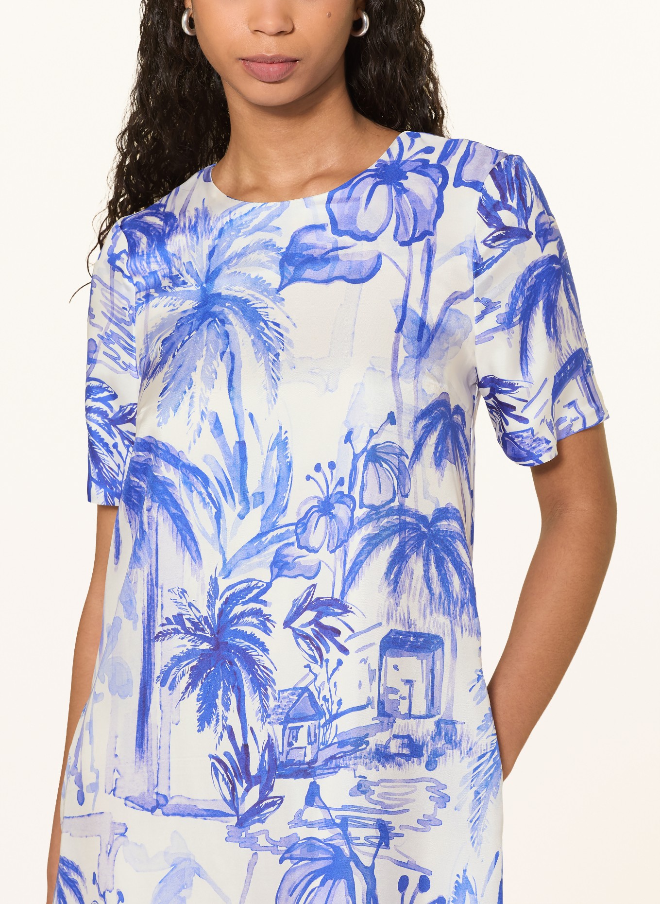 ANNA's Seidenkleid: BLAU / WEISS