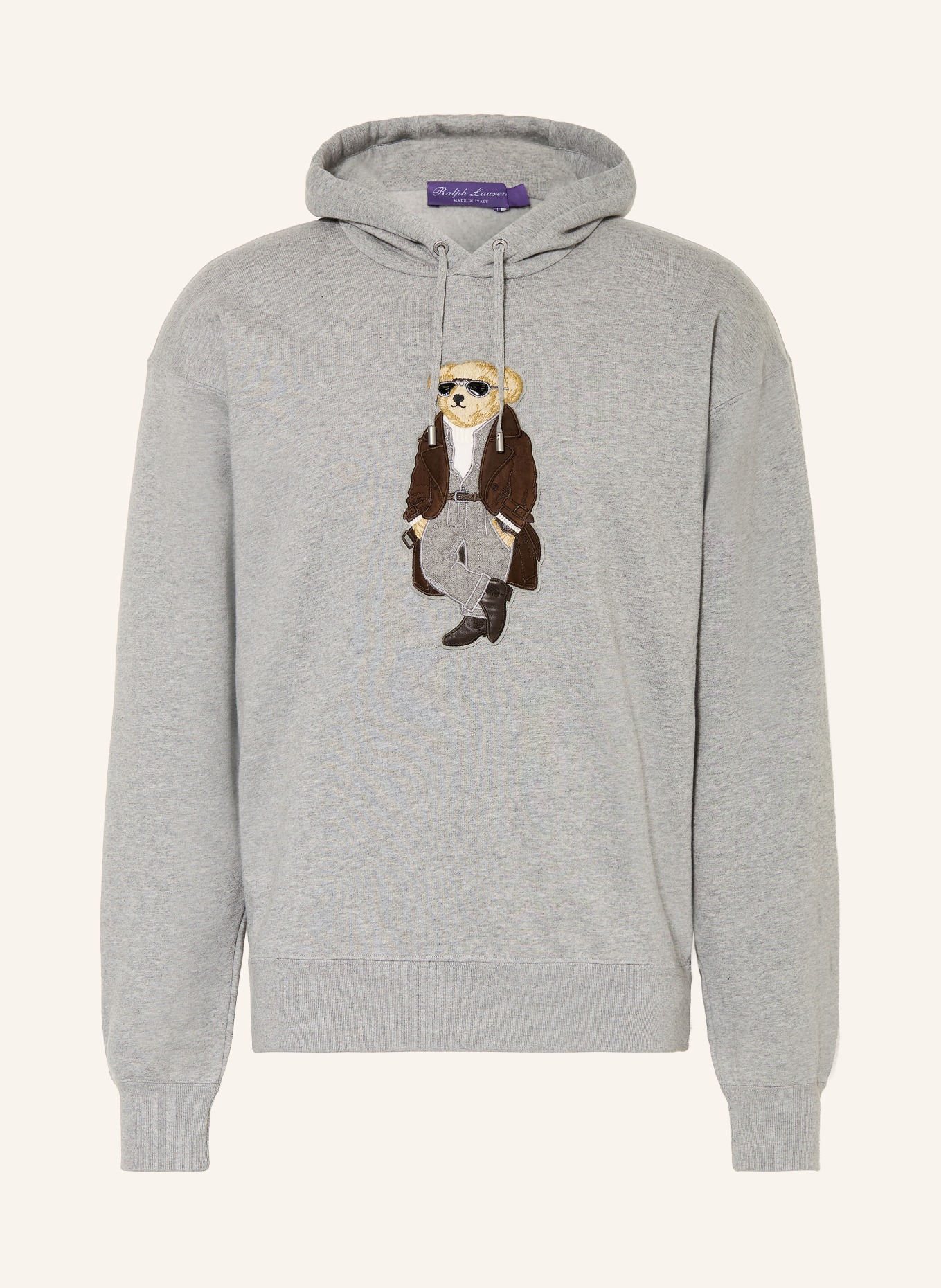 RALPH LAUREN PURPLE LABEL bluza z kapturem: SZARY / CIEMNOBRĄZOWY