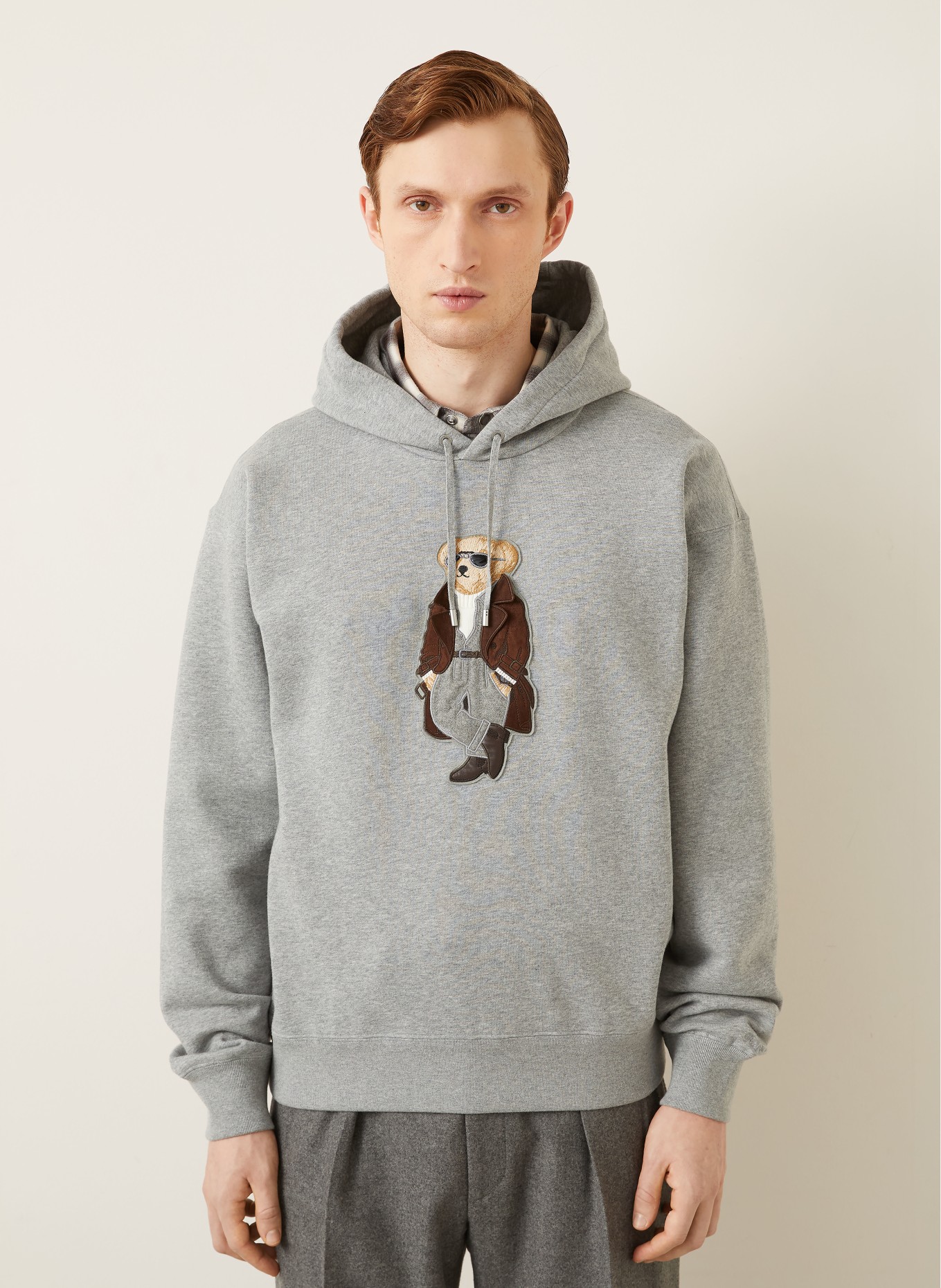 RALPH LAUREN PURPLE LABEL bluza z kapturem: SZARY / CIEMNOBRĄZOWY