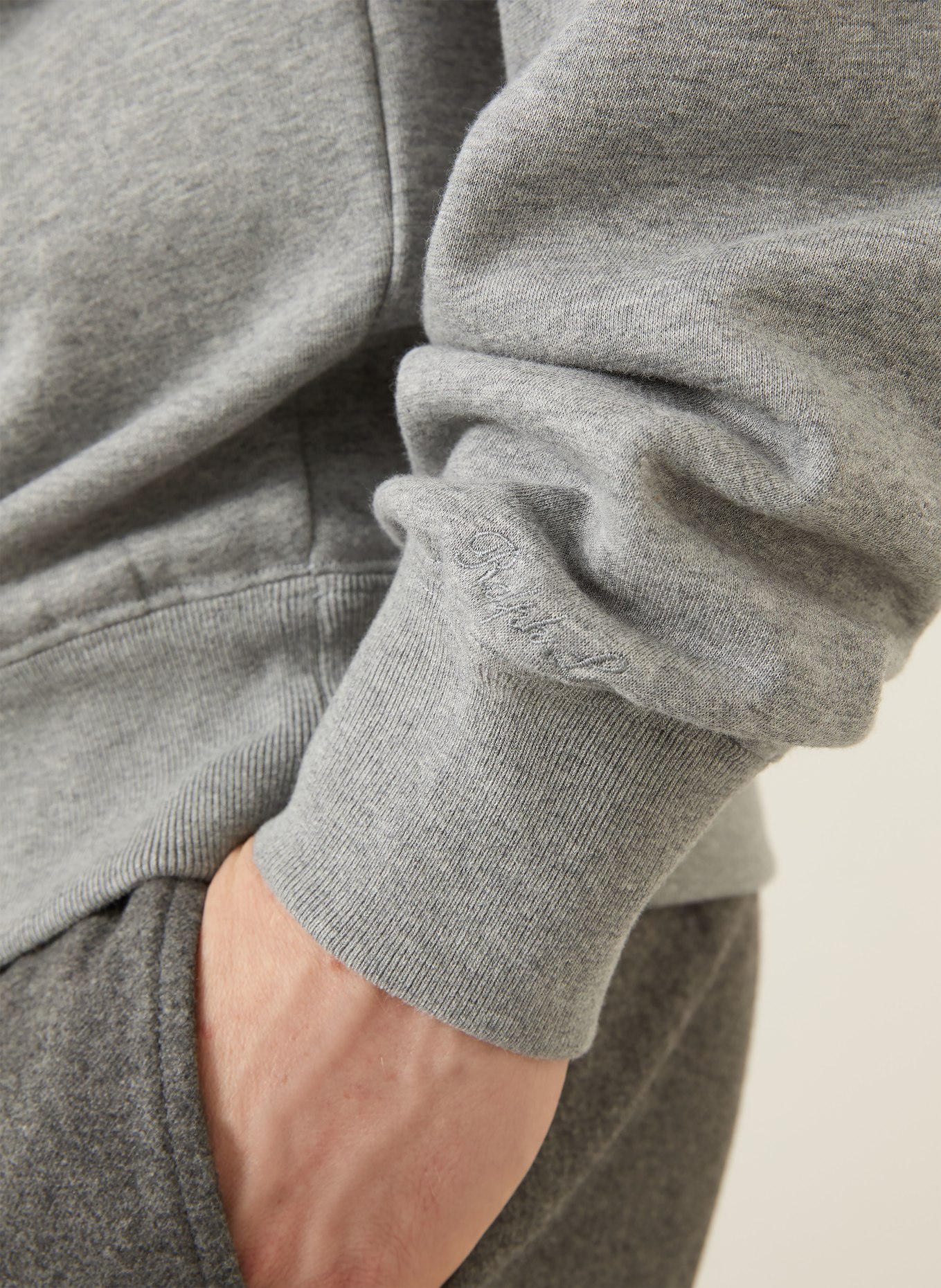 RALPH LAUREN PURPLE LABEL bluza z kapturem: SZARY / CIEMNOBRĄZOWY