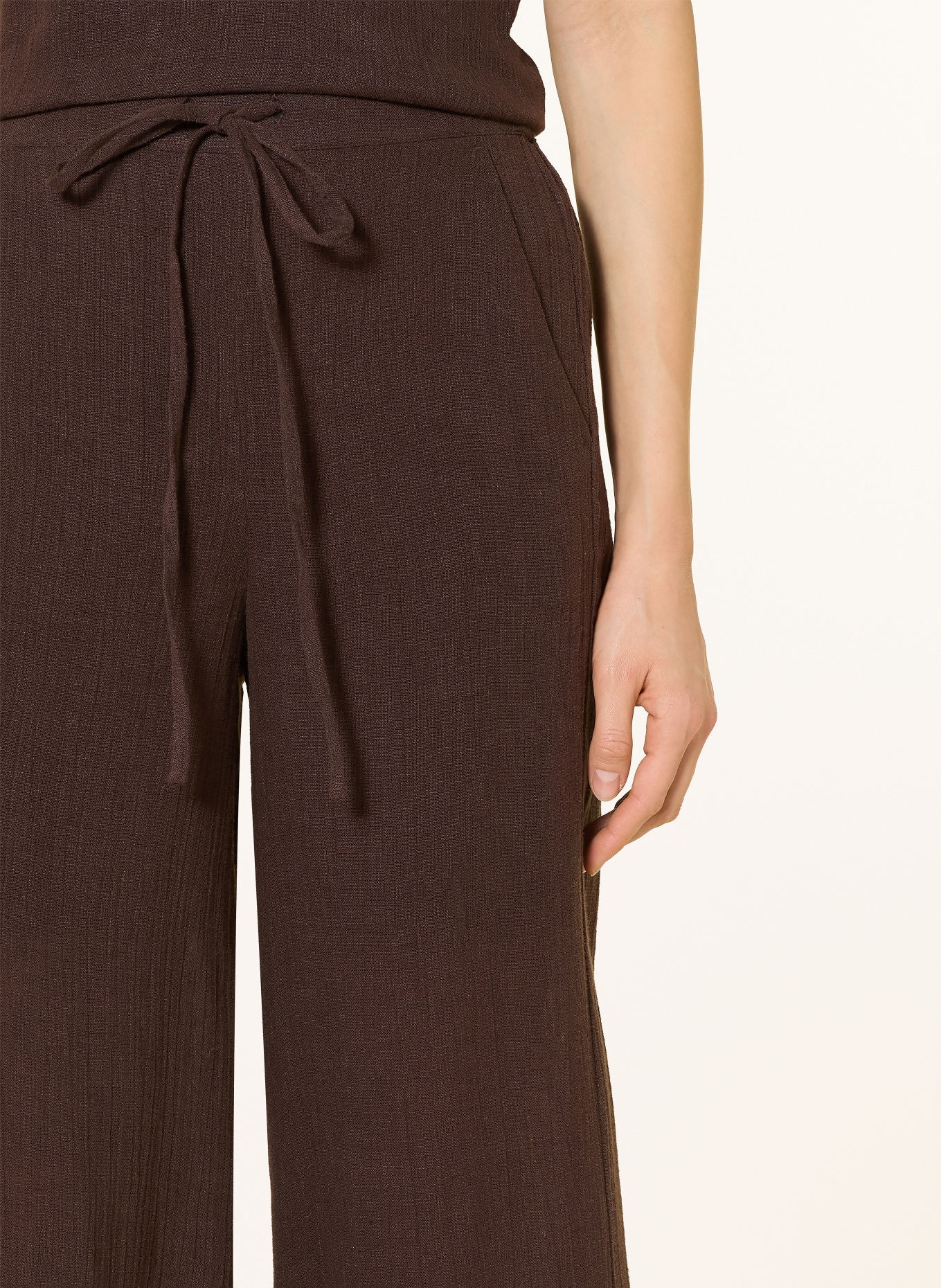 darling harbour linnen broek: CHOCOLATE