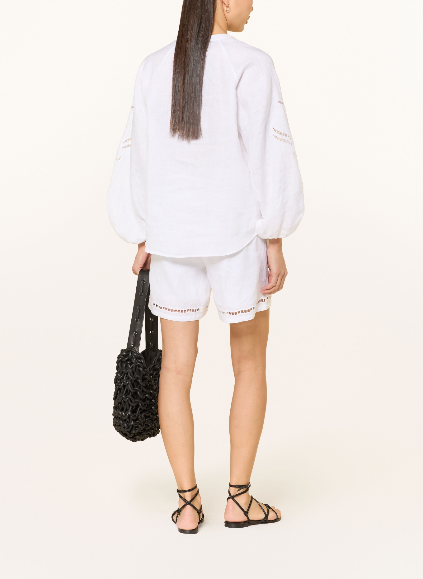 darling harbour Blouse-style shirt with openwork lace: WHITE