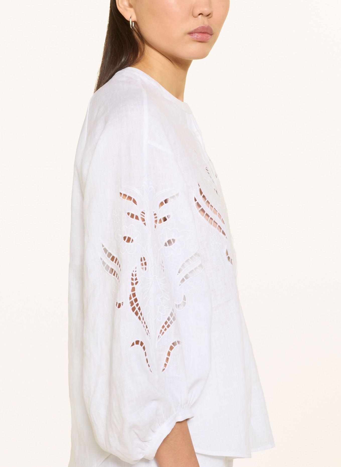 darling harbour Blouse-style shirt with openwork lace: WHITE