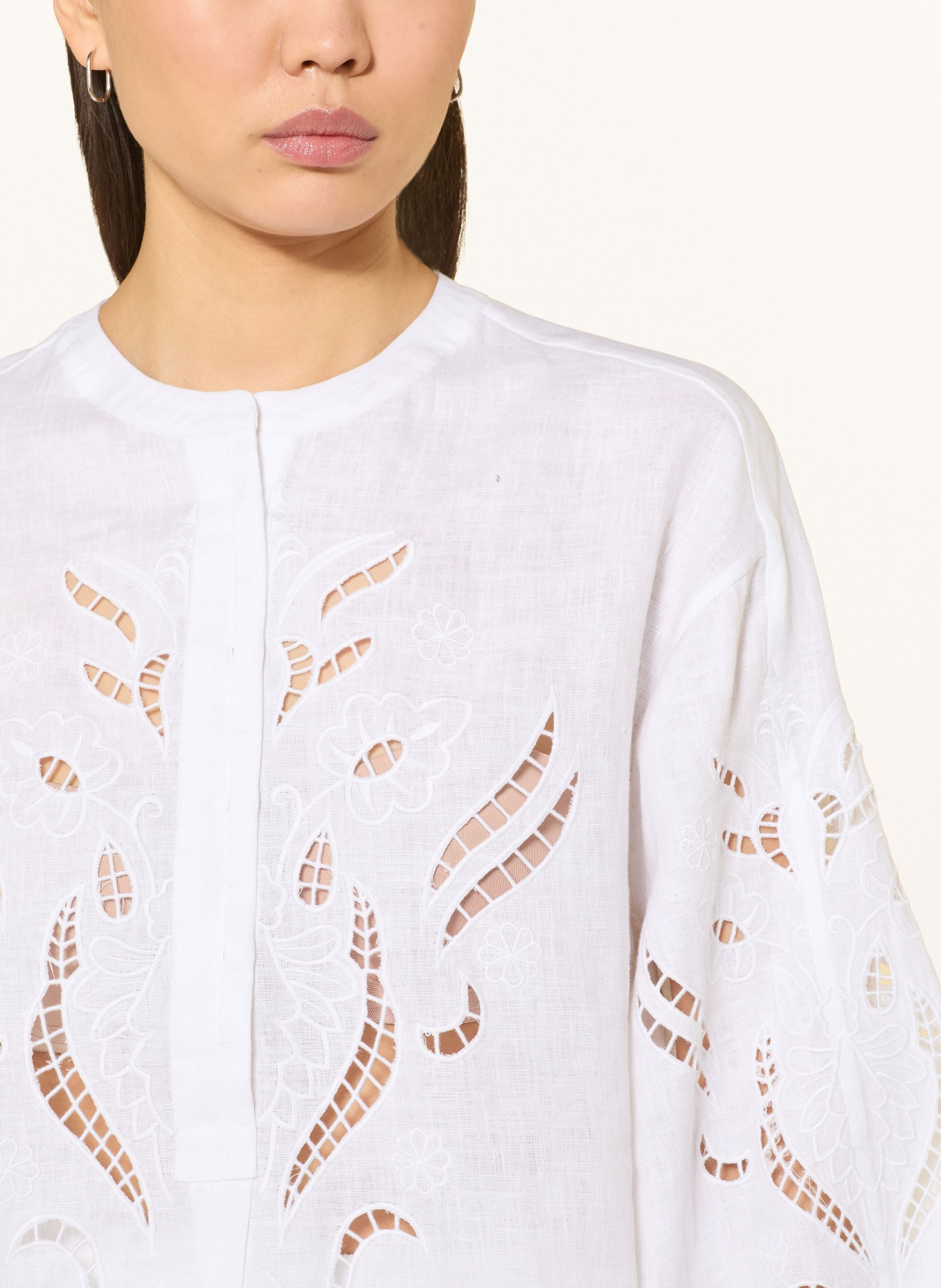 darling harbour Blouse-style shirt with openwork lace: WHITE