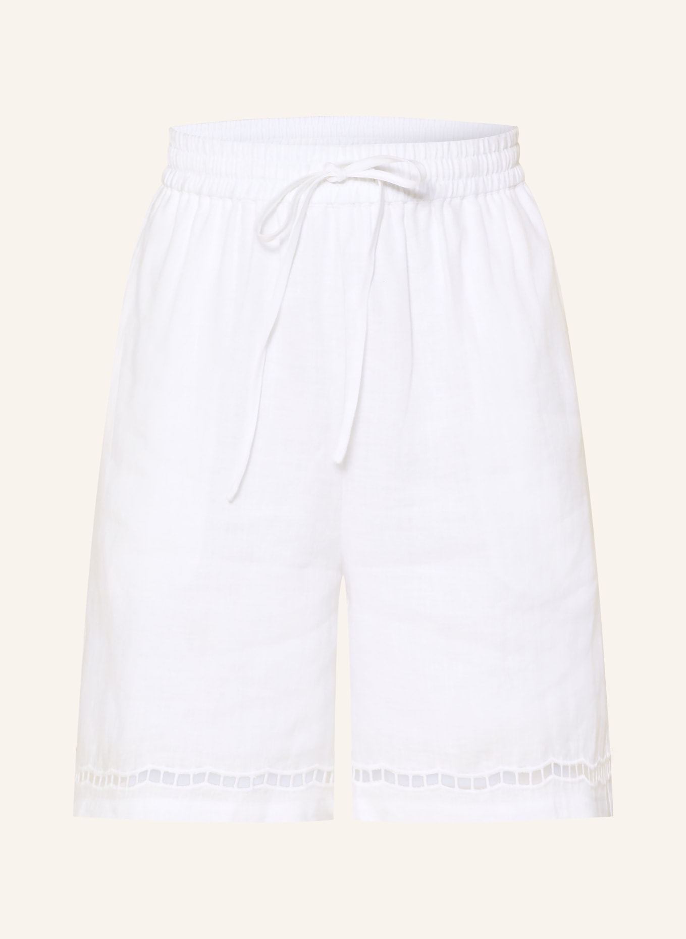 darling harbour Leinenshorts mit Lochspitze: WHITE