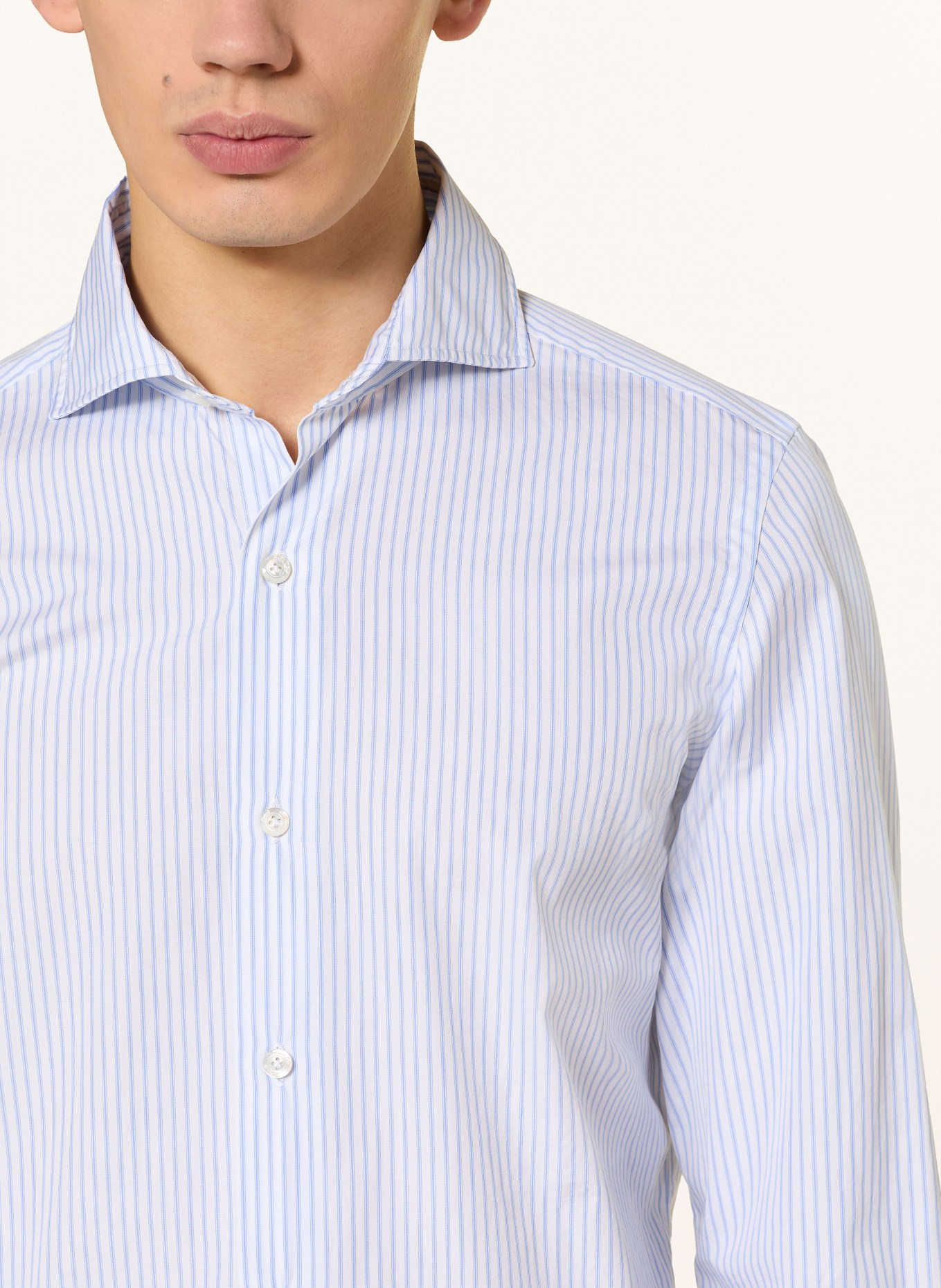 FINAMORE 1925 Hemd NAPOLI EDUARDO Regular Fit: WEISS / BLAU