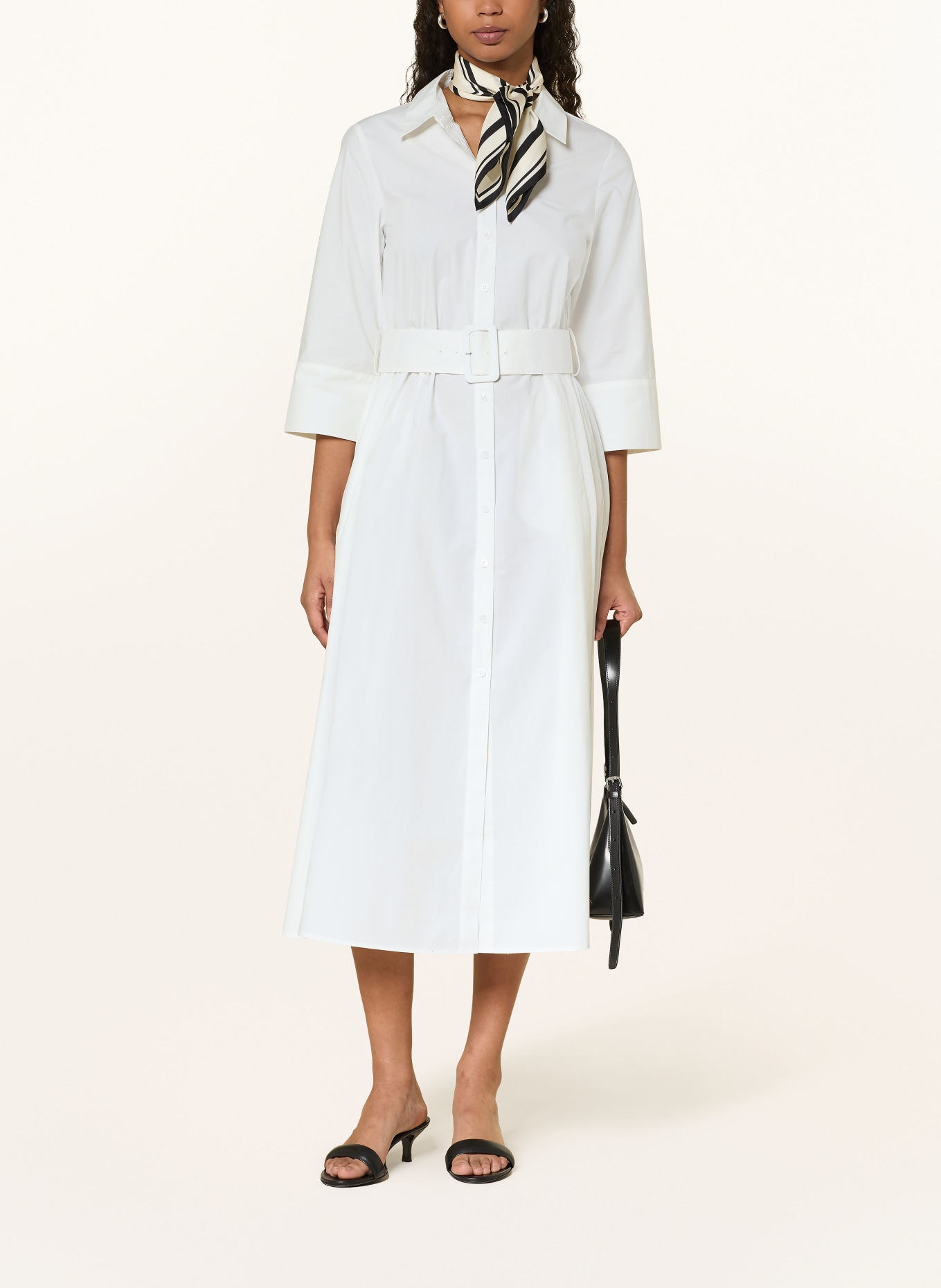(THE MERCER) N.Y. Shirt dress with 3/4 sleeves: ECRU
