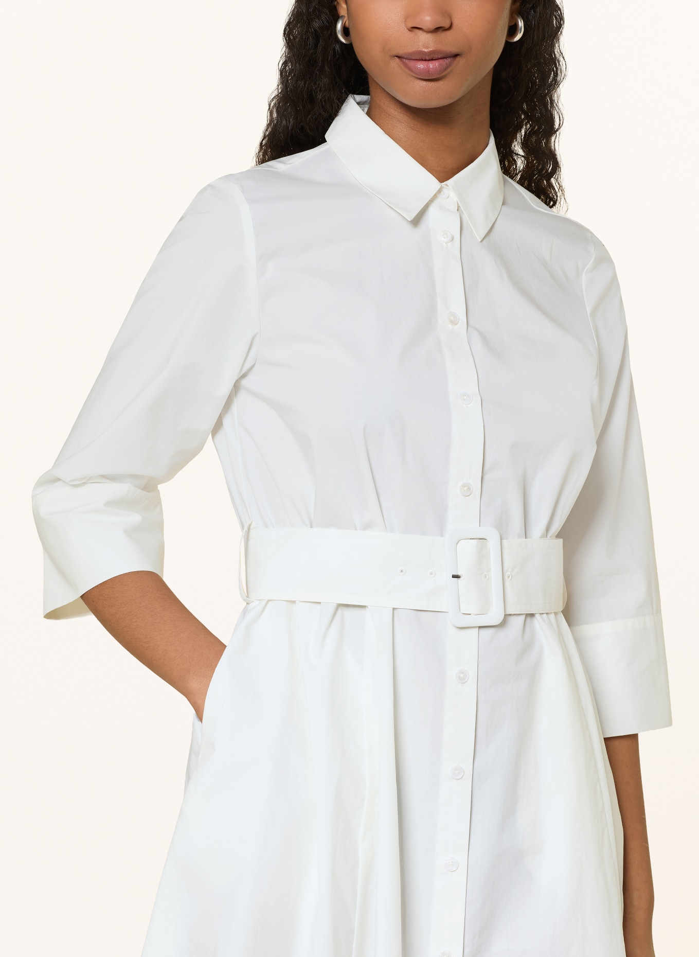 (THE MERCER) N.Y. Shirt dress with 3/4 sleeves: ECRU
