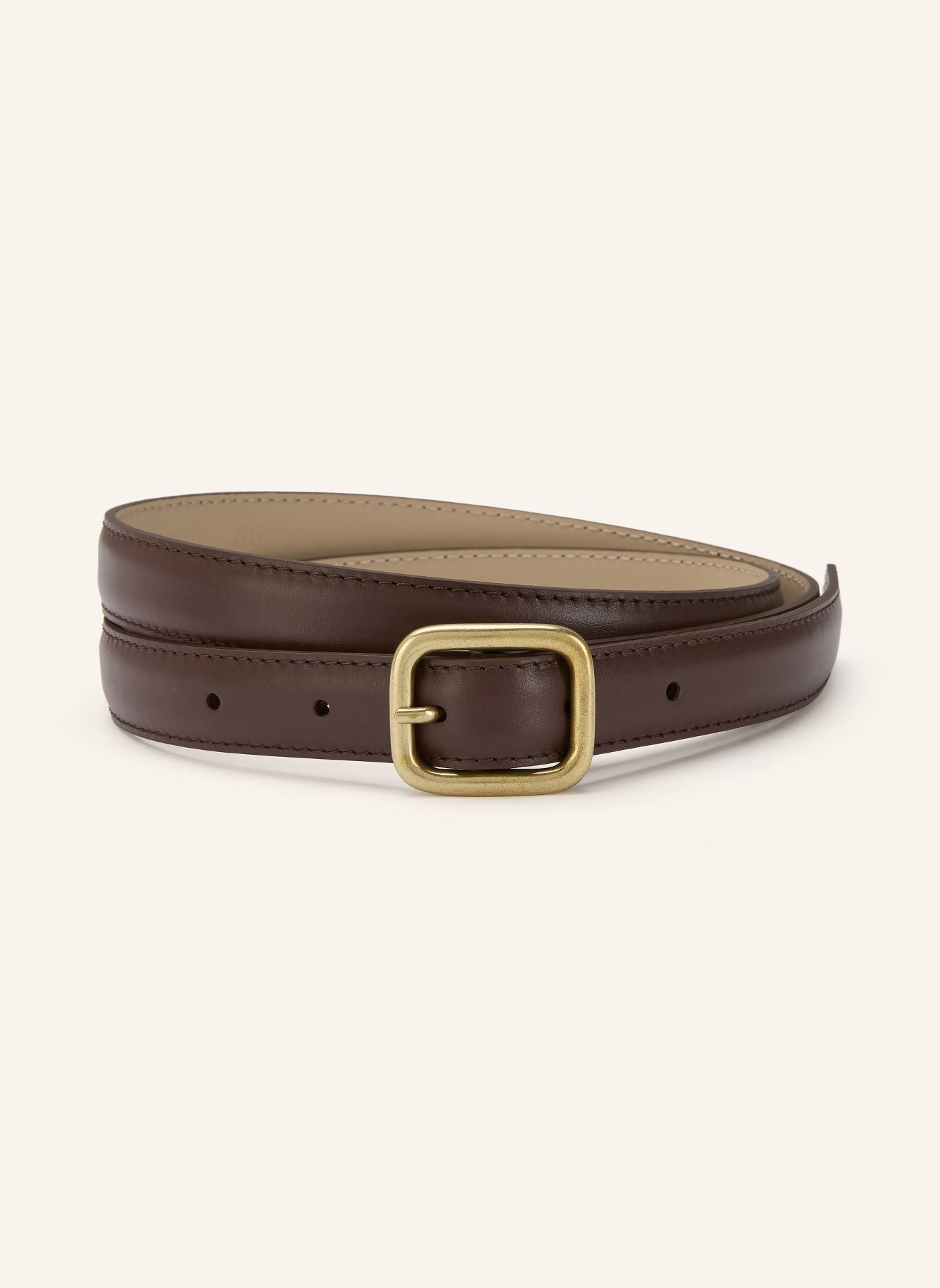 windsor. Leather belt with detachable coin pouch: DARK BROWN / GOLD