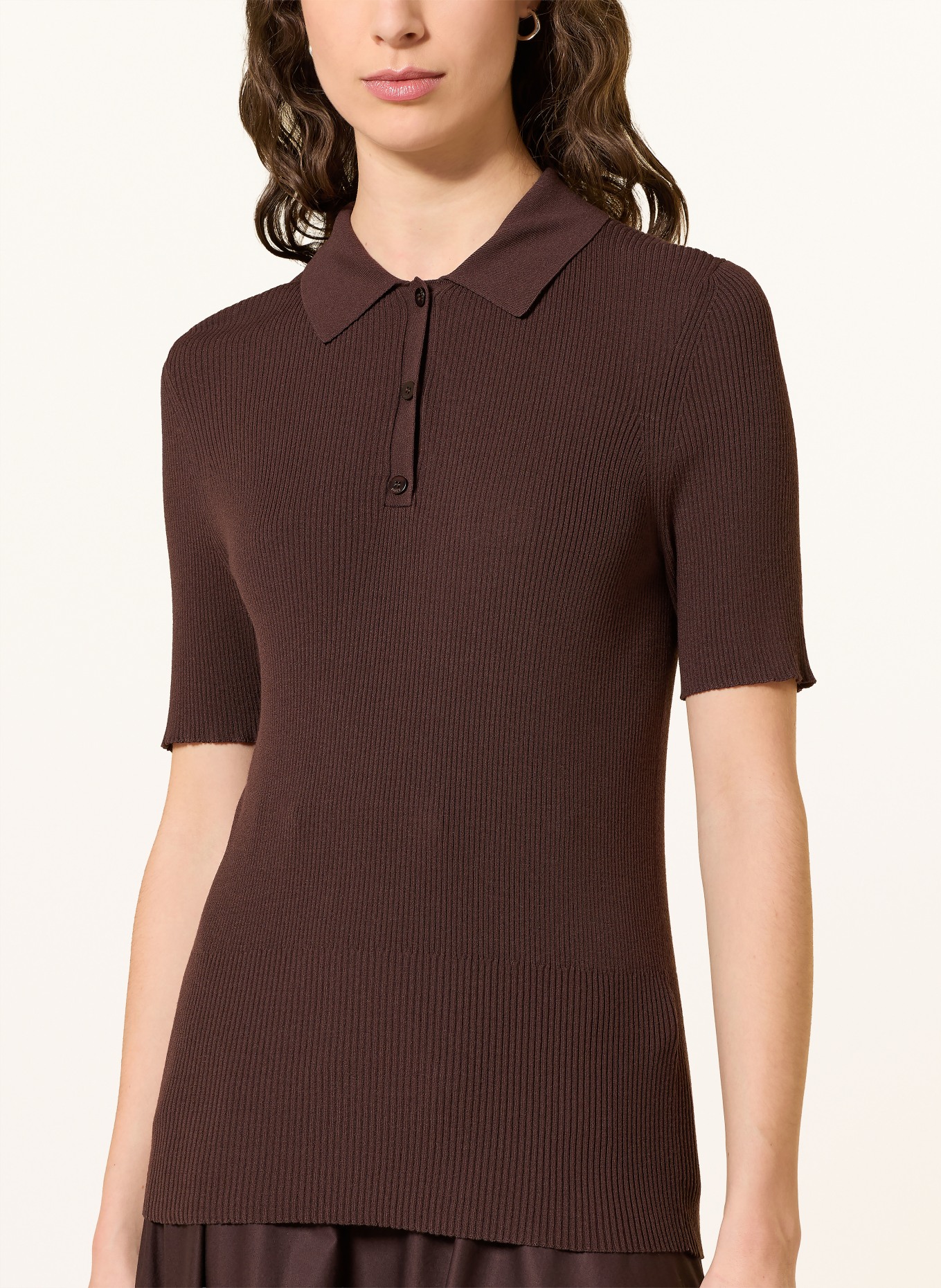 BOSS Polo en maille FESKUS: MARRON FONCÉ