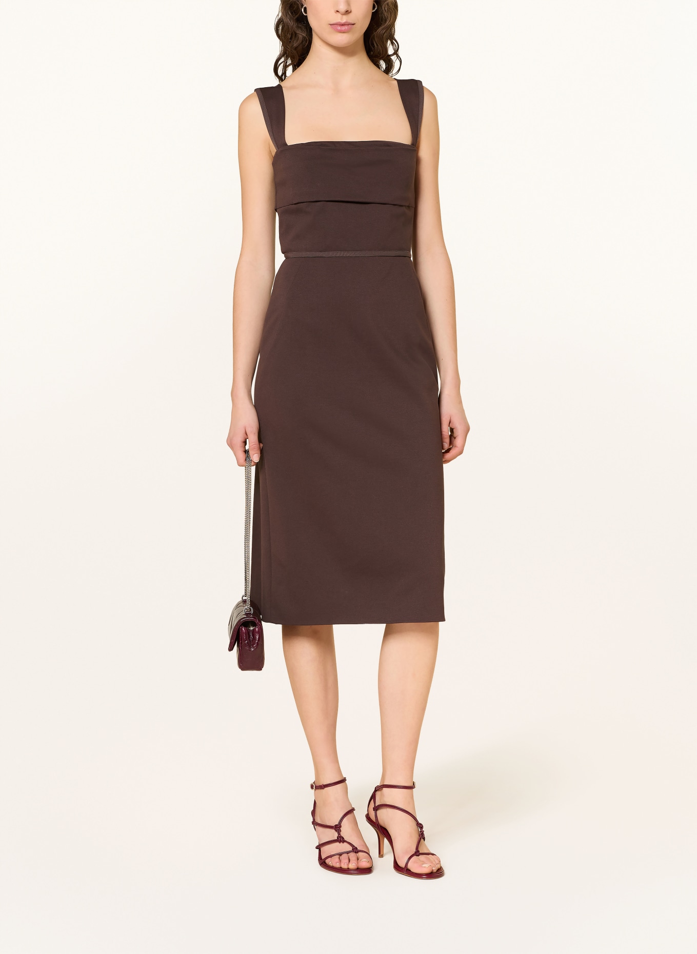 BOSS Jerseykleid DRAPERA: DUNKELBRAUN