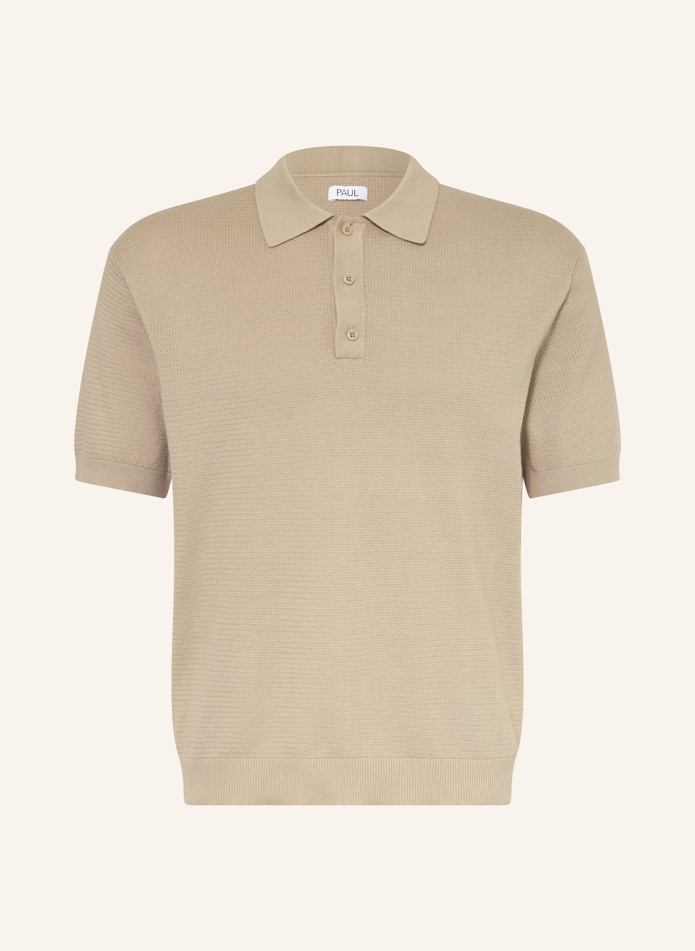 PAUL Strick-Poloshirt: KHAKI