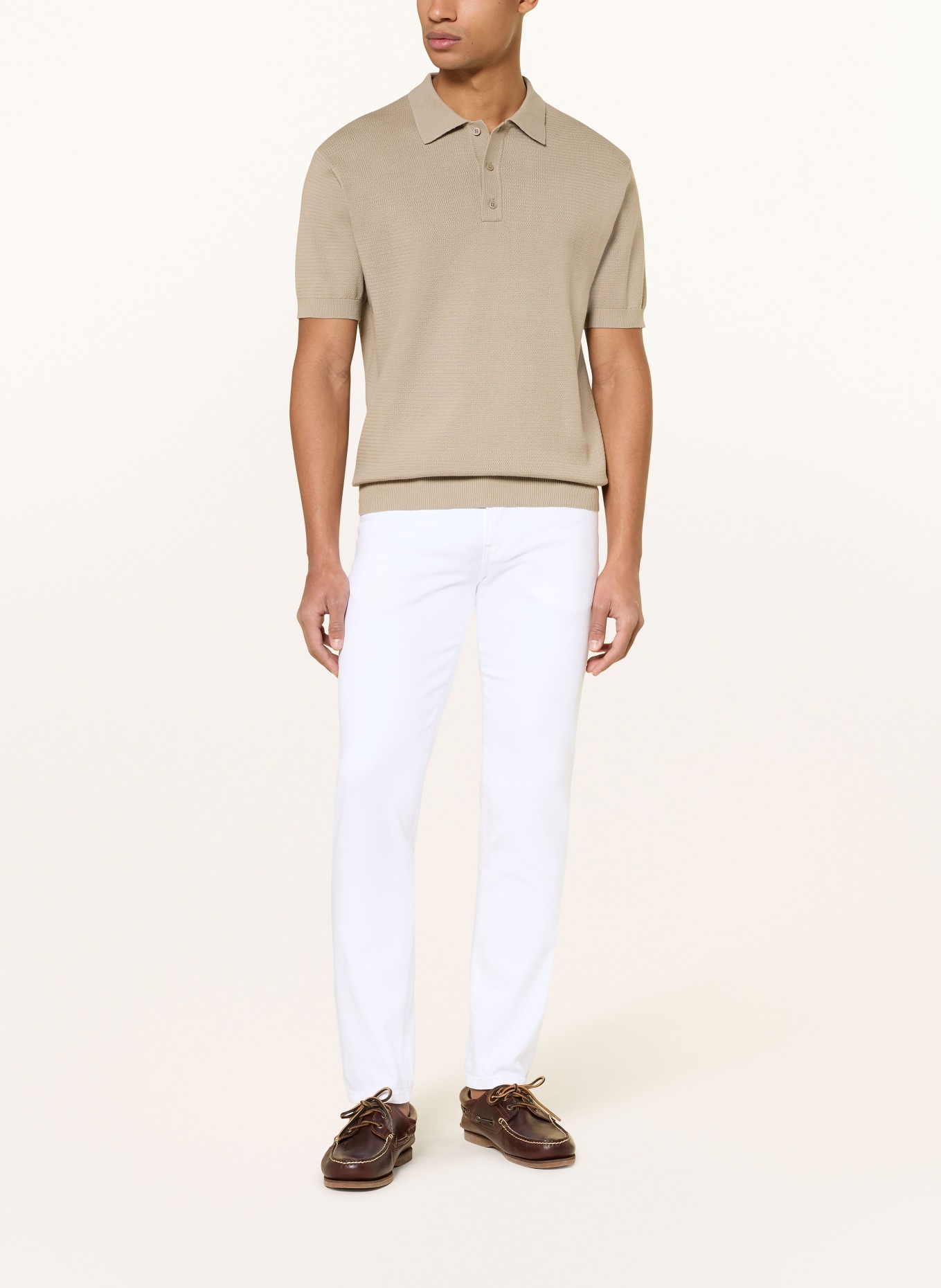 PAUL Strick-Poloshirt: KHAKI