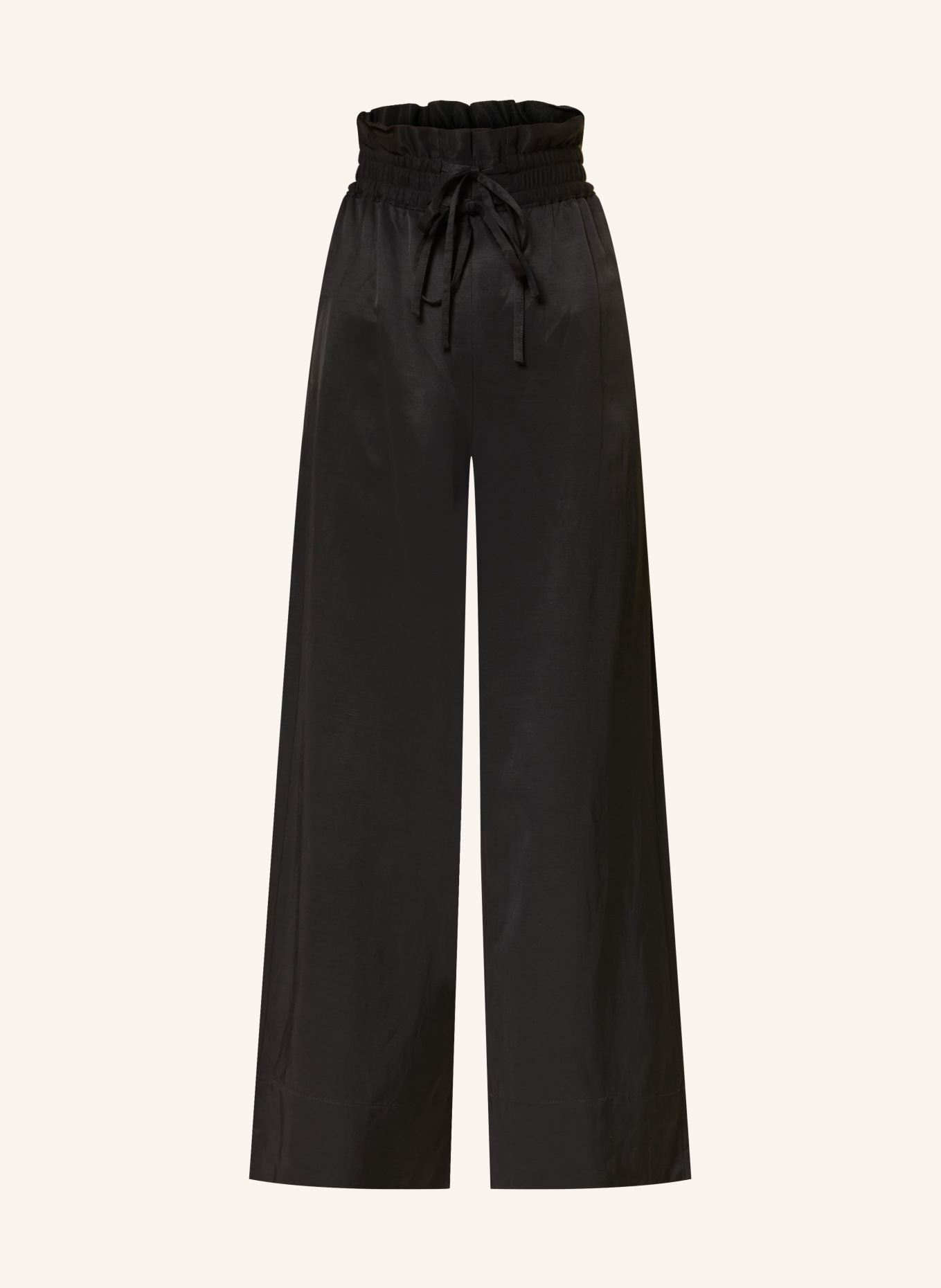 BOSS TACOLA paperbag pants in satin: BLACK
