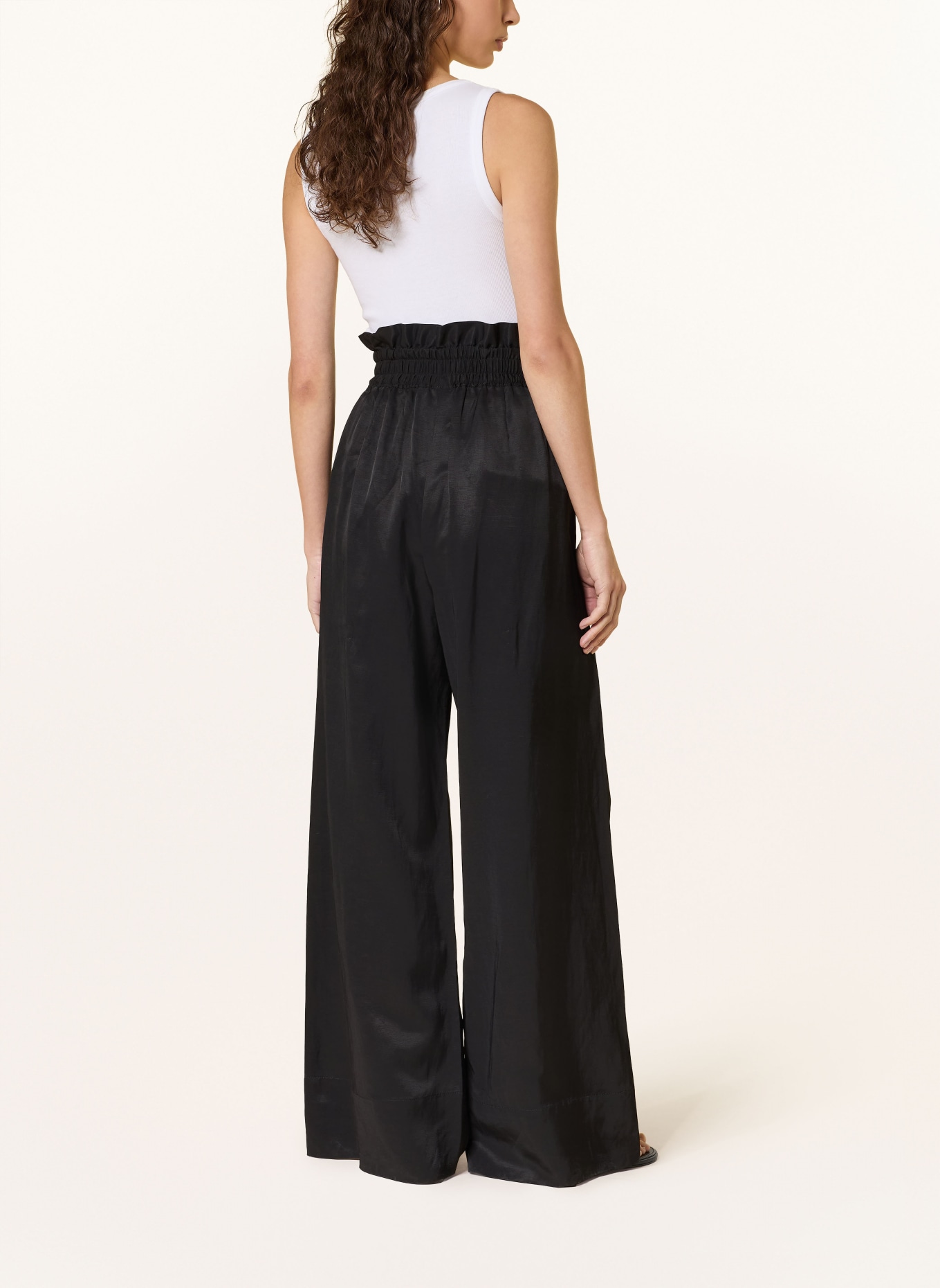 BOSS TACOLA paperbag pants in satin: BLACK